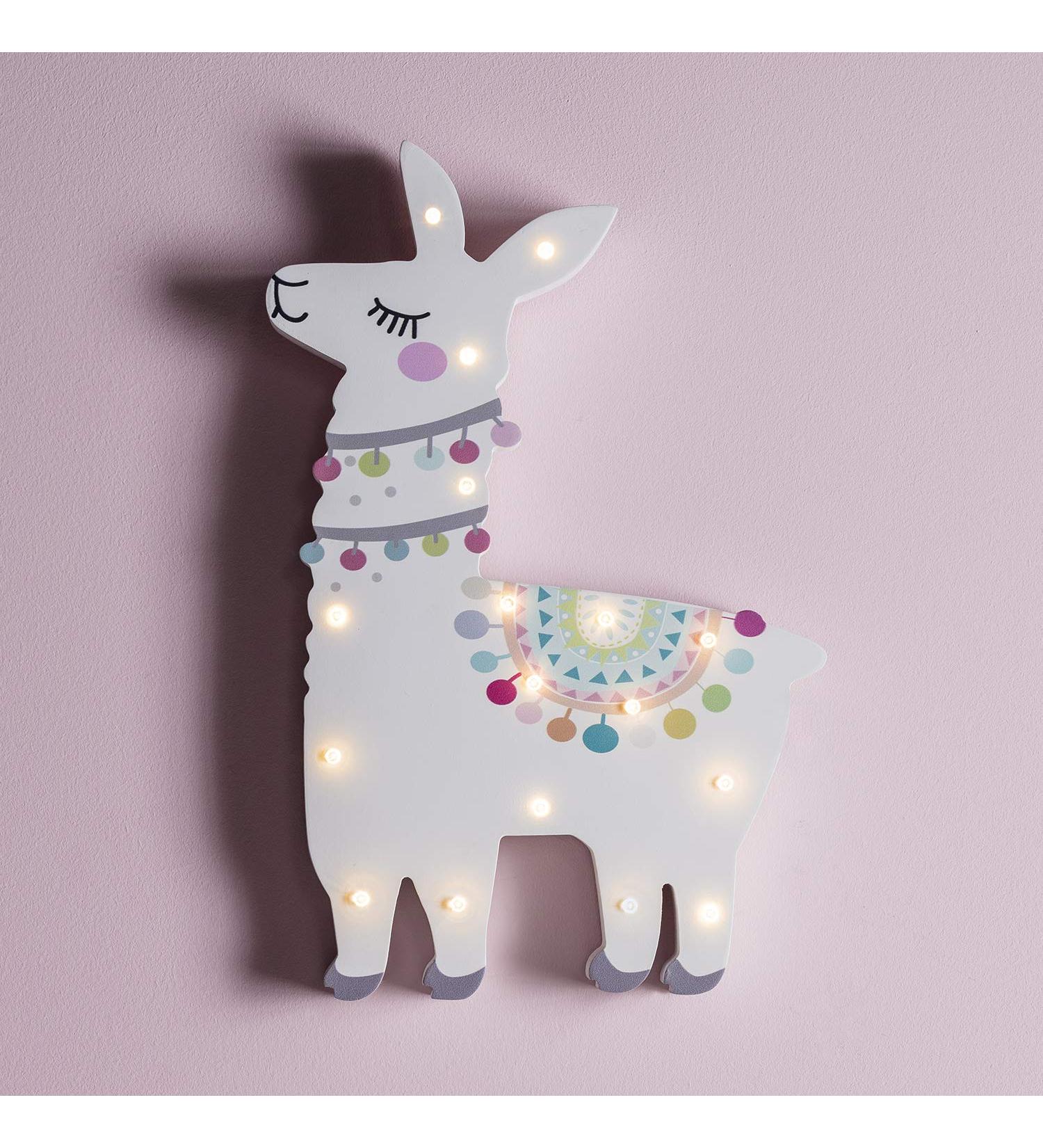 Lights4fun Llama Children's Room Night Light - 17 Warm White LEDs Timer Battery Operated 30cm - Buy Online on GoSupps.com