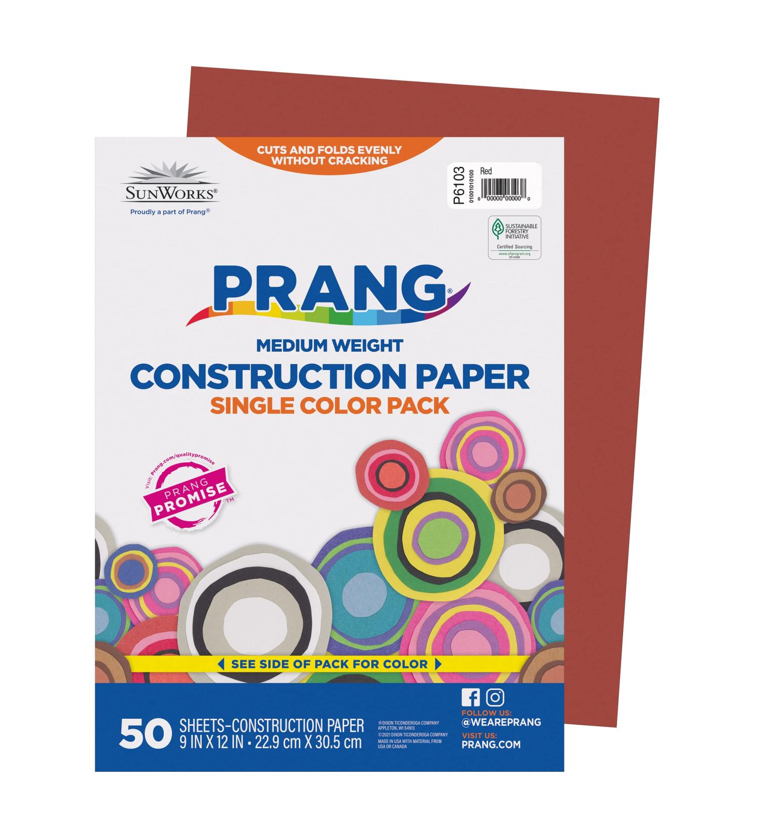 Prang Construction Paper Red 9x12 - 50 Sheets | Vibrant Crafting Paper - Buy Online on GoSupps.com