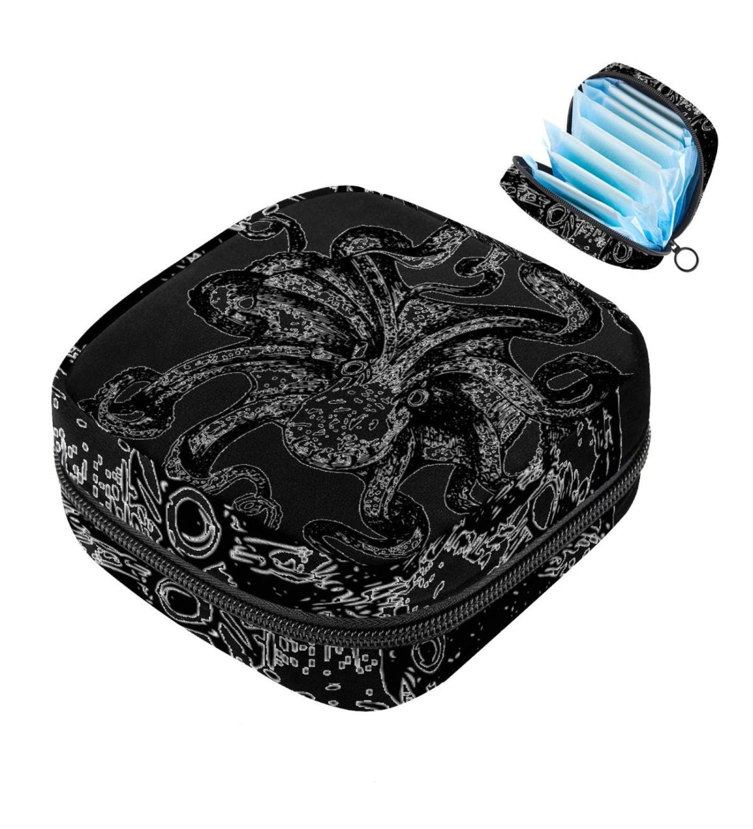 Portable Women's Binding-Up Bags | Menstrual Cup & Insert Bags for Teens | Stylish Black & White - Perfect for First Period - Buy Online on GoSupps.com