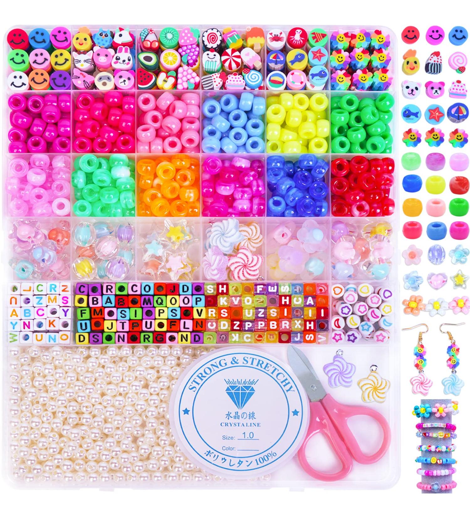 MontoSun Bracelet Making Kit - Pony Beads, Polymer Clay Beads, Charms, Flower, Smiley, Letter Beads - DIY Jewelry Making Kit for Girls 4-12 - Arts and Crafts Gift - Buy Online on GoSupps.com