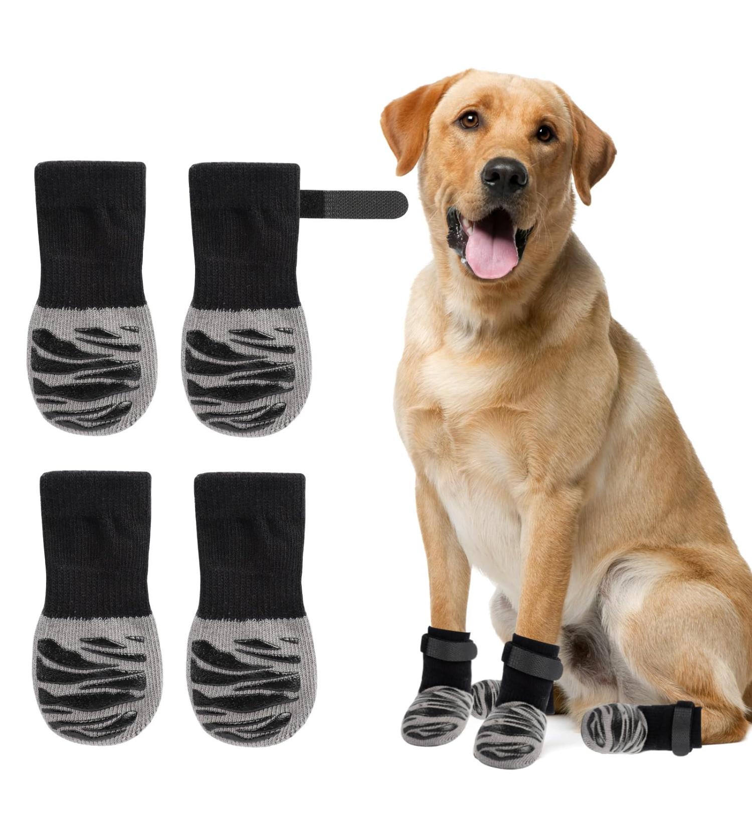 3 Pairs Double Sides Anti-Slip Dog Socks Adjustable Dog Grip Socks Soft Breathable with Strap Dog Paw Protector Cute Pet Socks to Stop Licking Paws and Scratching for Small Medium Large Dog (L) - Buy Online on GoSupps.com