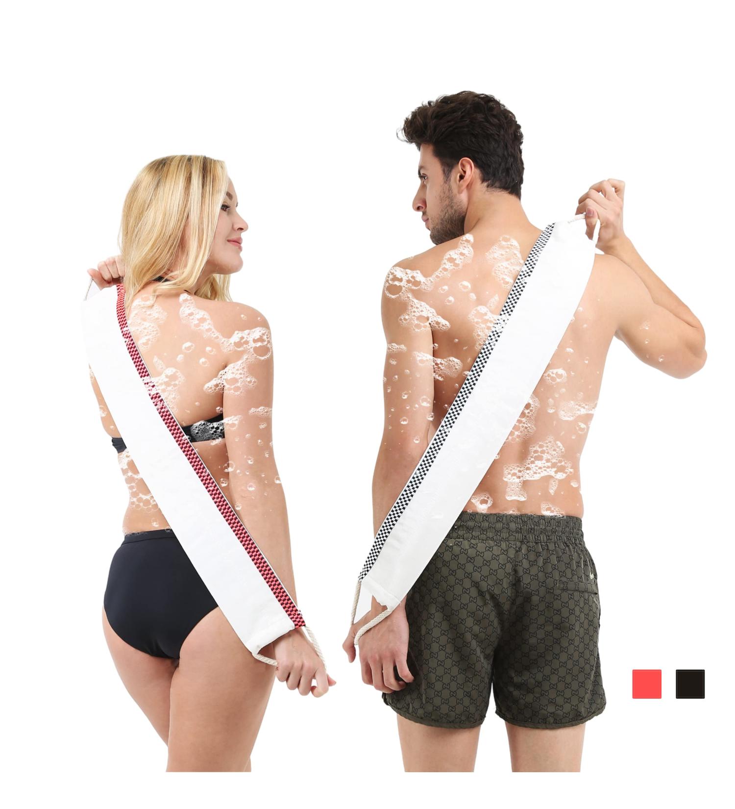 Deep Exfoliating Back & Body Scrubber with Handles - 30" Extra Long Dead Skin Remover for Men | Perfect for Hard to Reach Areas | 100% Floss Silk Skincare - Buy Online on GoSupps.com