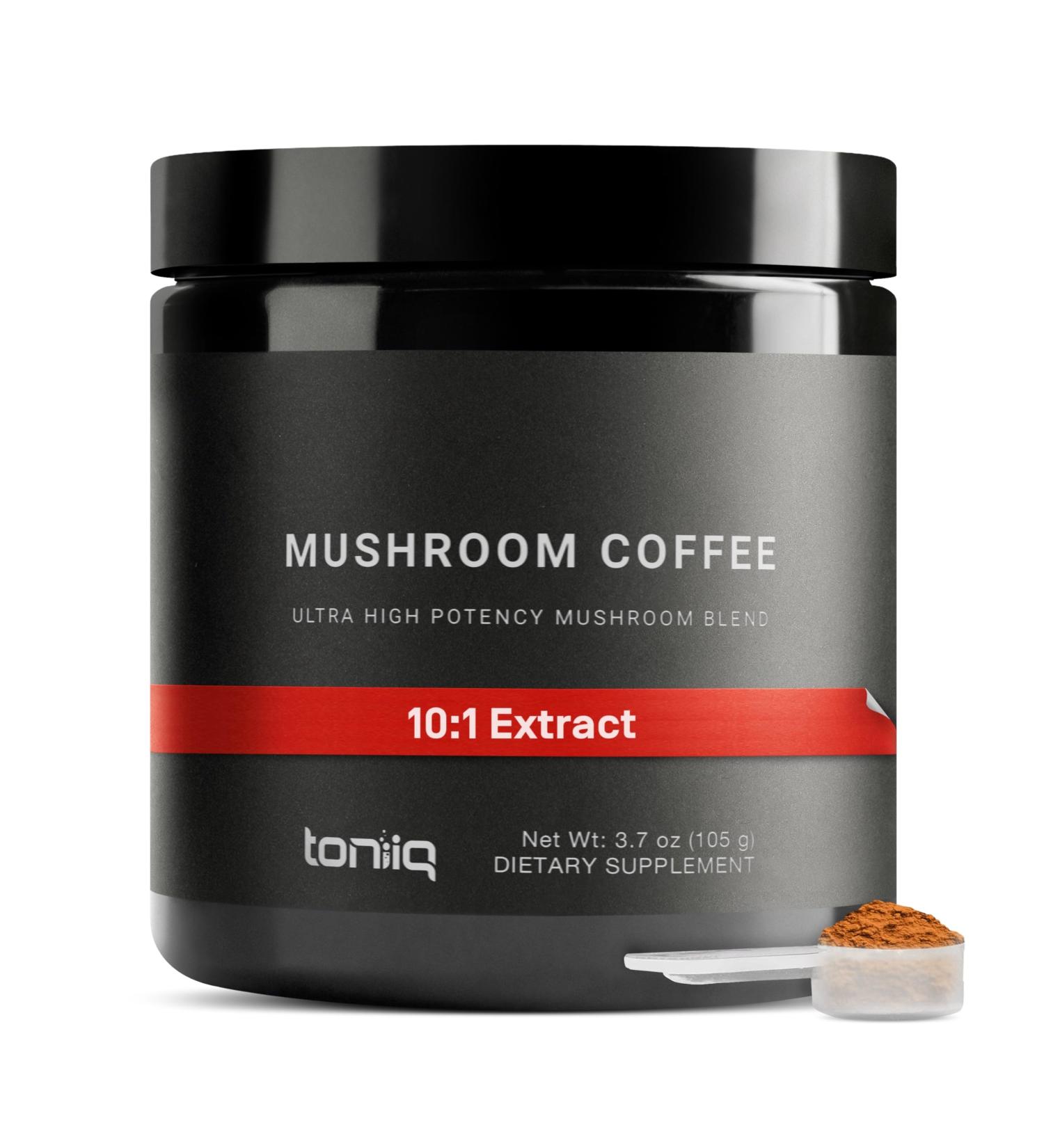 Mushroom Coffee - Ultra High Potency 10:1 Concentrated Extract - Colombian Sourced Beans with 10 Mushroom Blend Lion's Mane & Cordyceps - Rich & Functional Coffee Alternative - Third-Party Lab Tested Mushroom Coffee 105 g - Buy Online on GoSupps.com