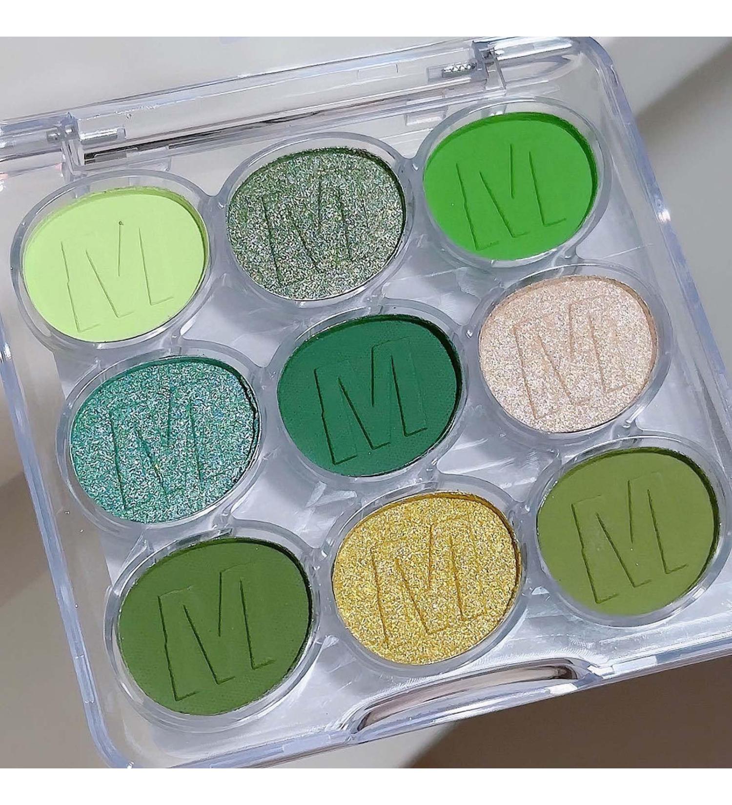  EONFAVE Pearlescent Matte Eyeshadow Palette 9 Colors Glitter Green Eyeshadow Palette for Daily Makeup and Stage Makeup Smoky Waterproof Fine Powder Long Lasting Shimmer Green - Buy Online on GoSupps.com