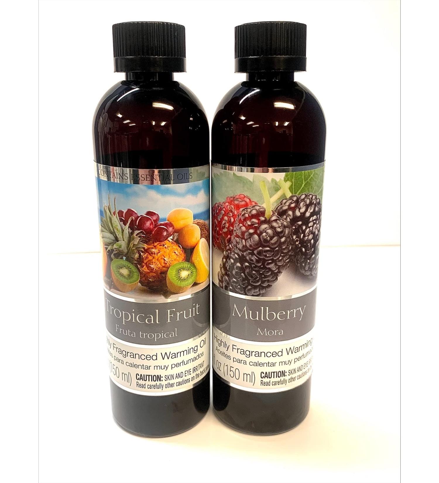 Hosley Set of 2 Assorted Fragrance Warming Oils - Mulberry & Tropical Fruit 5oz Each | Ideal for Spa Meditation Bathroom & Wellness Gifts - International Shipping Available - Buy Online on GoSupps.com