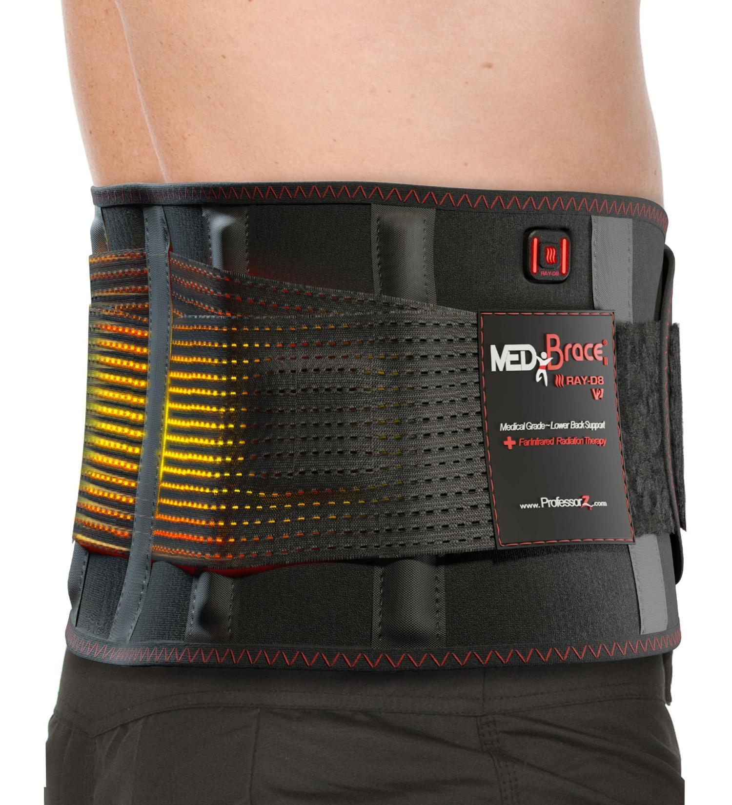 MEDiBrace Heated Back Support Belt RAY-D8 v2 | Rechargeable Far-Infrared Heating | Small 21-30 | Lumbar Pain Relief for Men and Women - Buy Online on GoSupps.com