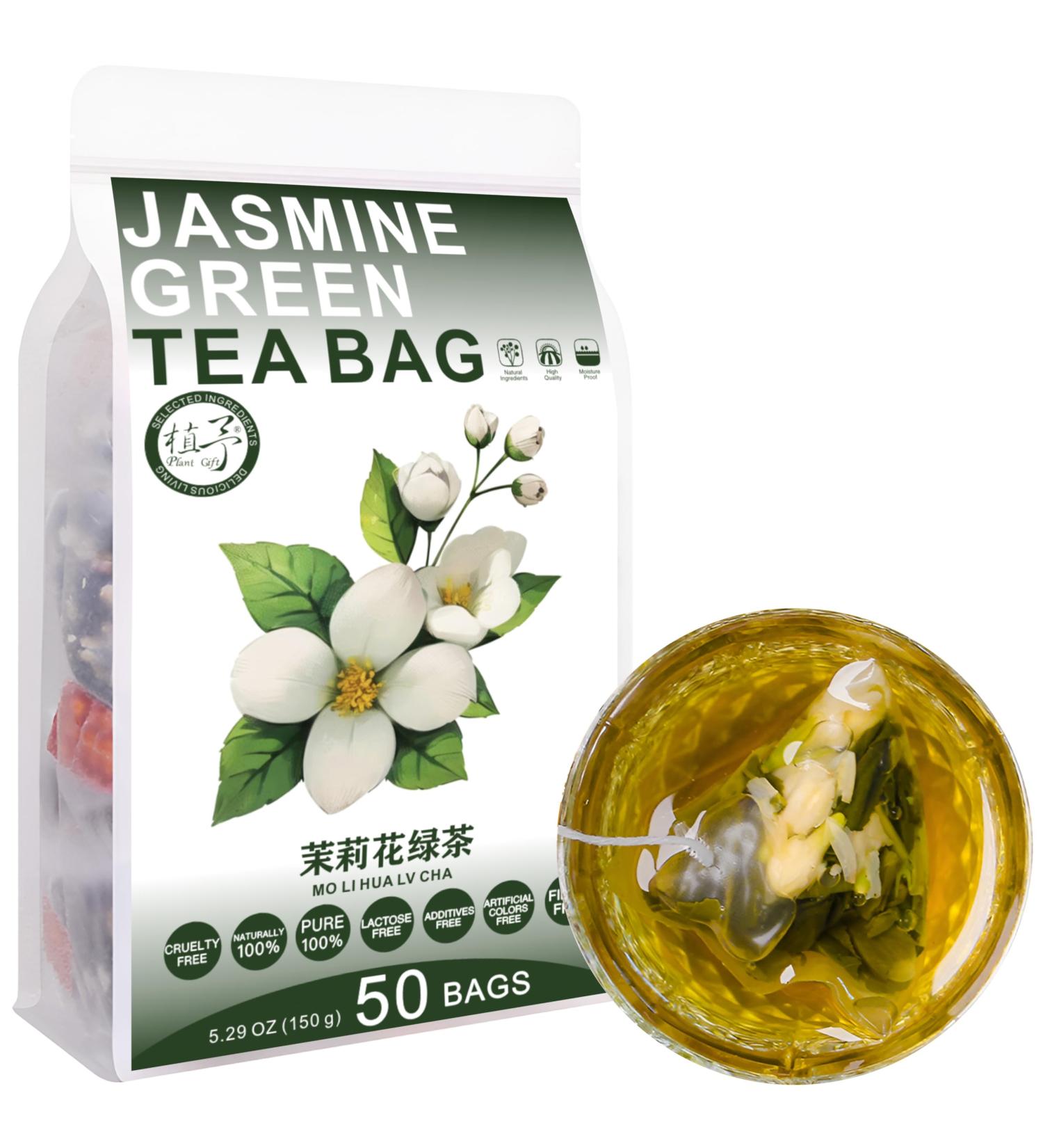100% Pure Natural Herbal Tea Jasmine Green Tea Bag 150g/5.29oz (3g*50bags) jasmin faible teneur en caf ine ar me floral sans additifs sans OGM - Buy Online on GoSupps.com