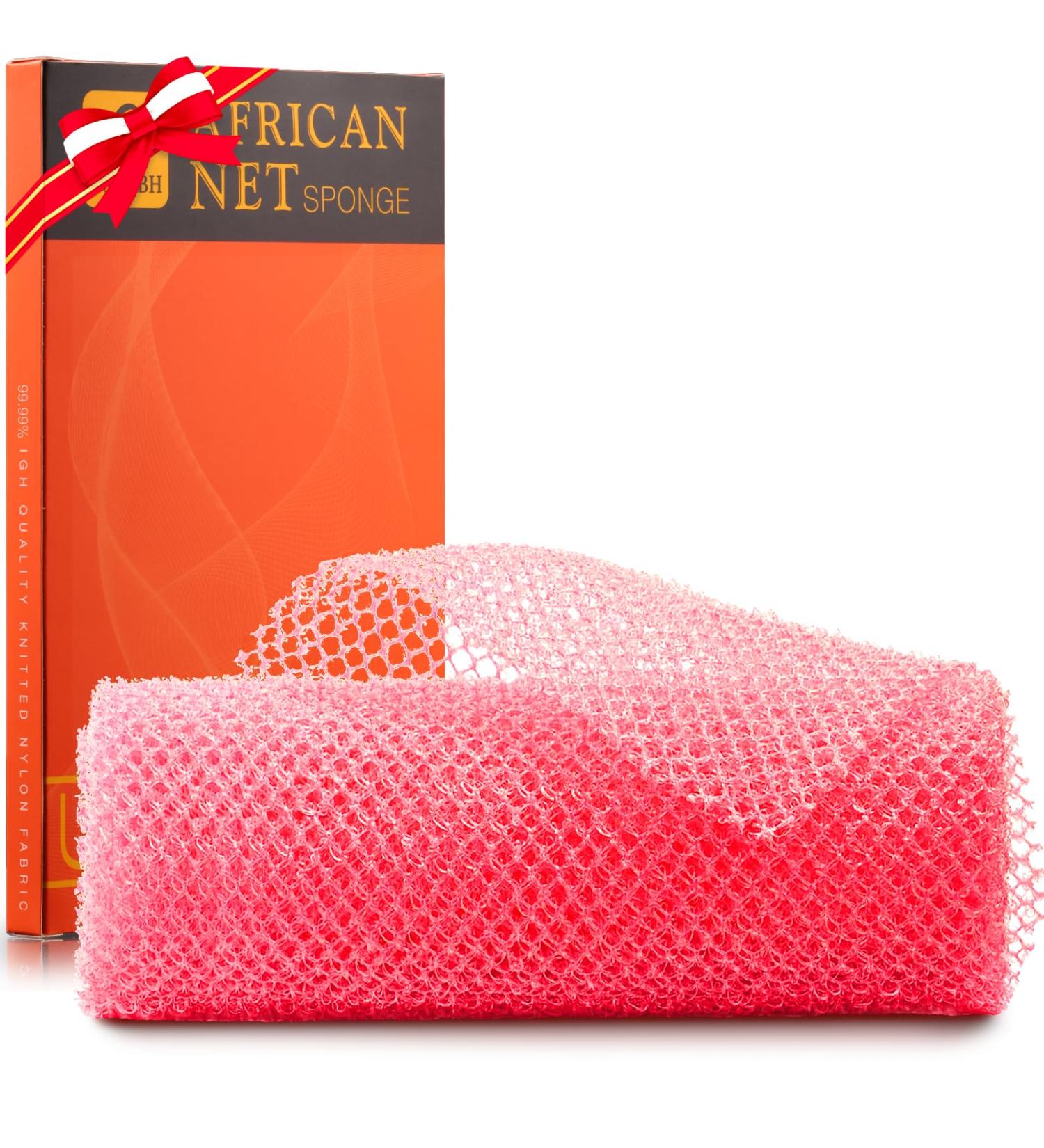 African Net Sponge African Net Long Net Bath Sponge Exfoliating Shower Body Scrubber Back Scrubber Skin Smoother Great for Daily Use (Pink) - Buy Online on GoSupps.com