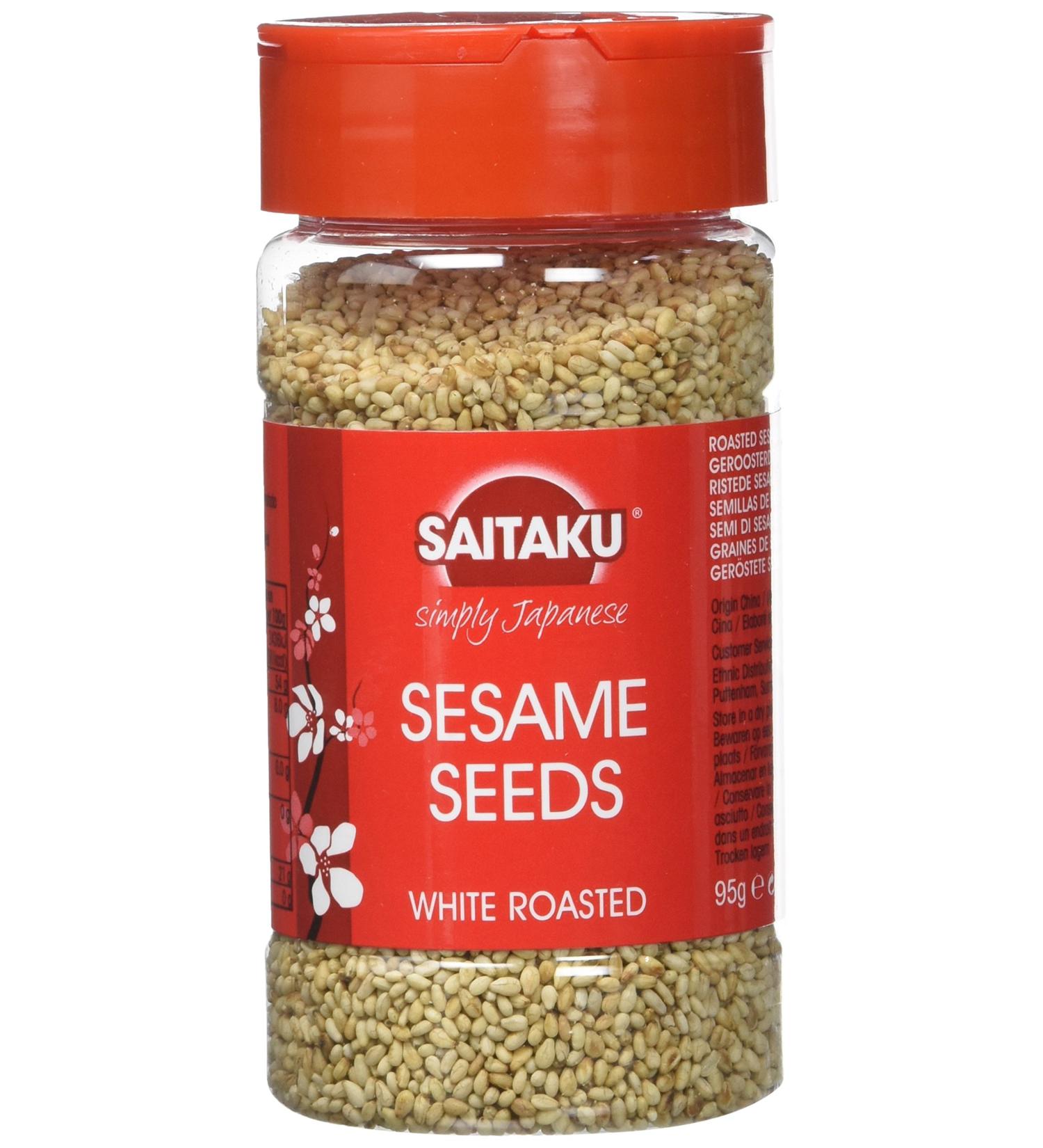 SAITAKU Toasted Sesame | 100% White Sesame Seeds | Toasted | Japanese Cuisine | No Additives | 95g - Pack of 4 - Buy Online on GoSupps.com
