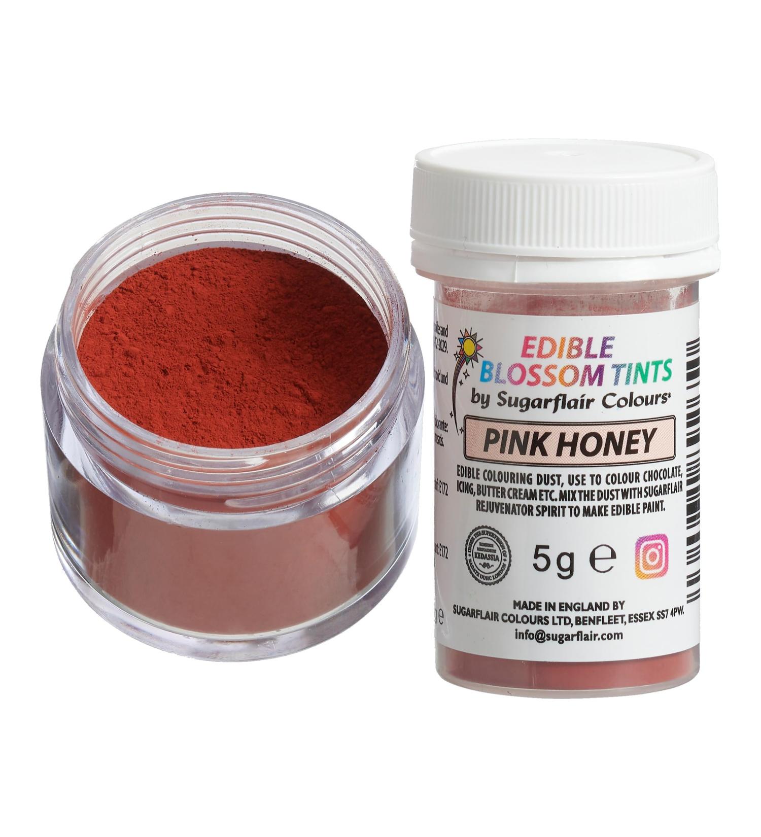 Sugarflair Pink Honey Food Colouring Powder Dust Use on Cake Surfaces Decorations or Colour Sugarpaste Fondant Icing Chocolate Buttercream Royal Icing Macarons and More! - 5g