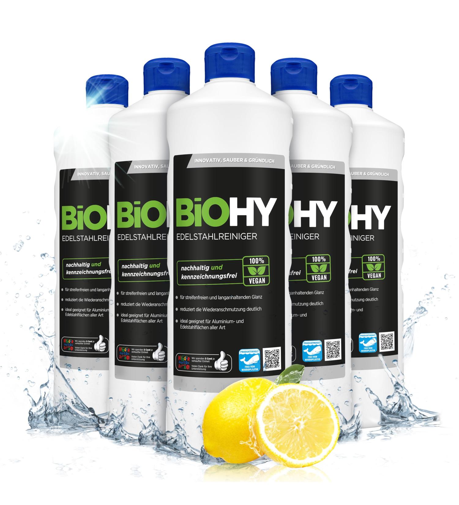 Biohy Stainless Steel Cleaner 6x1L | Streak-Free Shine for Kitchen Pots & Grill | Ultimate Stainless Steel Care for Home & Gastronomy - Buy Online on GoSupps.com