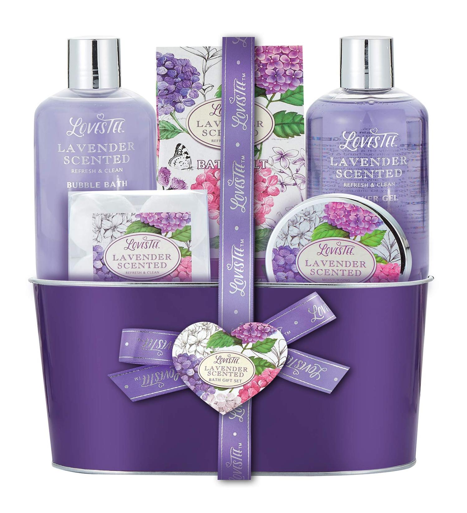 Lavender Spa Gift Basket for Her - Mother's Day & Birthday Bath and Body Set with Bubble Bath, Shower Gel, Lotion, Bath Salt, and Bombs - Buy Online on GoSupps.com