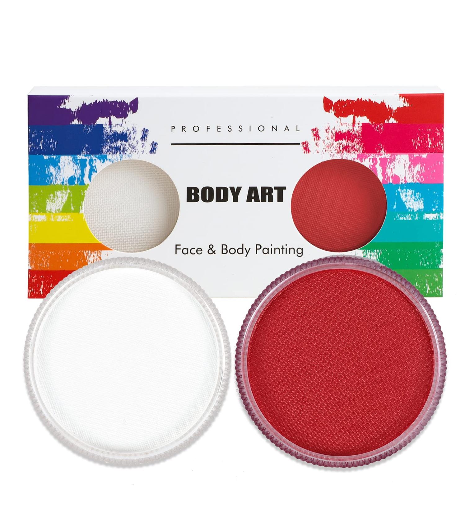 Professional Mardi Gras Makeup Set - Water Current 30g x 2 Colors for Halloween & Carnival - White and Red - Buy Online on GoSupps.com