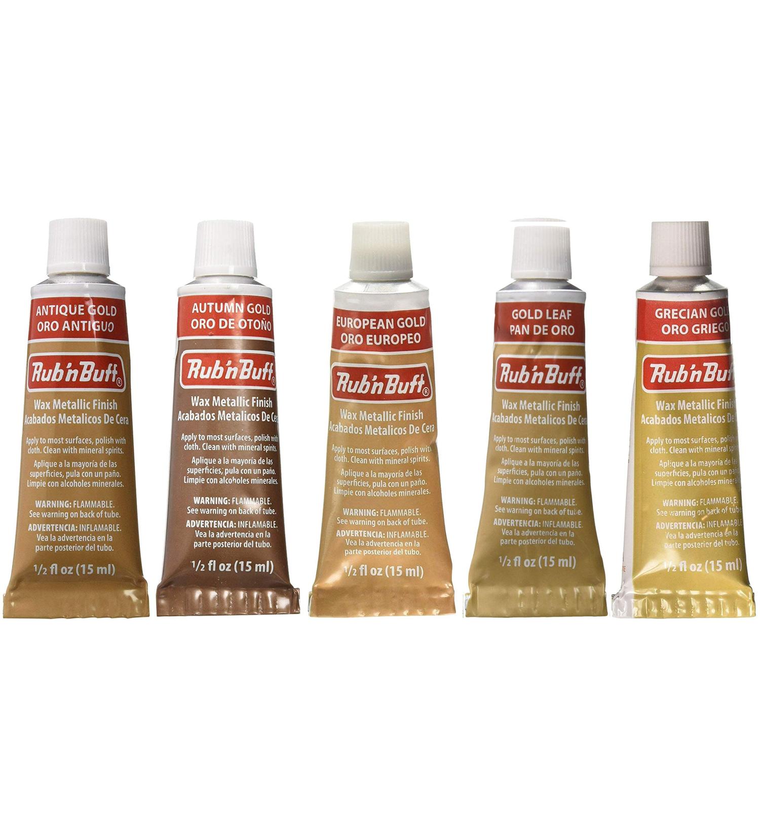 F|S FRAMER SUPPLY Amaco Rub 'N Buff Wax Metallic Finish  5 Color Gold Assortment (Antique Gold  Autumn Gold  European Gold  Gold Leaf  Grecian Gold)