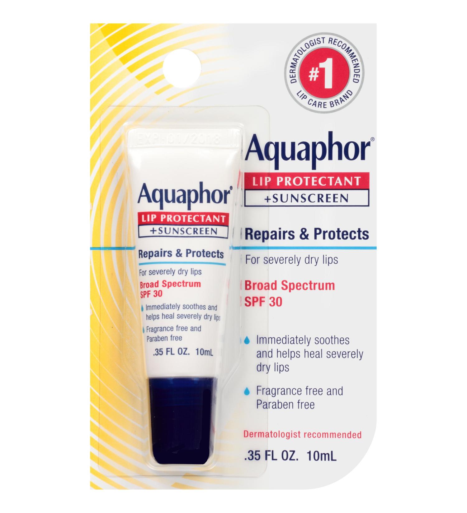 Aquaphor Lip Protectant + Sunscreen SPF 30 - Moisturizing Lip Care (0.35 oz) - Buy Online on GoSupps.com