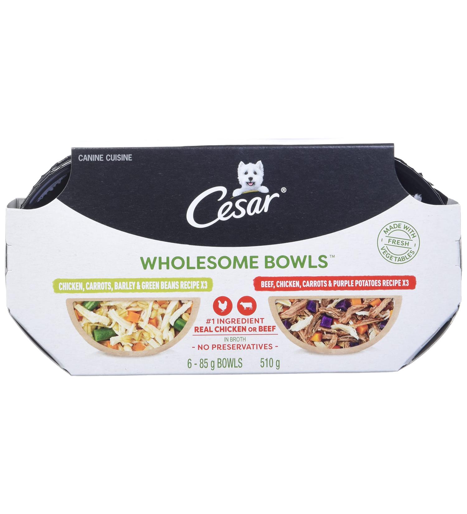 CESAR Wholesome Bowls Wet Dog Food Chicken Carrots Barley & Green Beans - Beef Chicken Carrots & Purple Potato 6x85g Variety Pack Chicken - Chicken & Sweet Potato 85 g (Pack of 6) - Buy Online on GoSupps.com