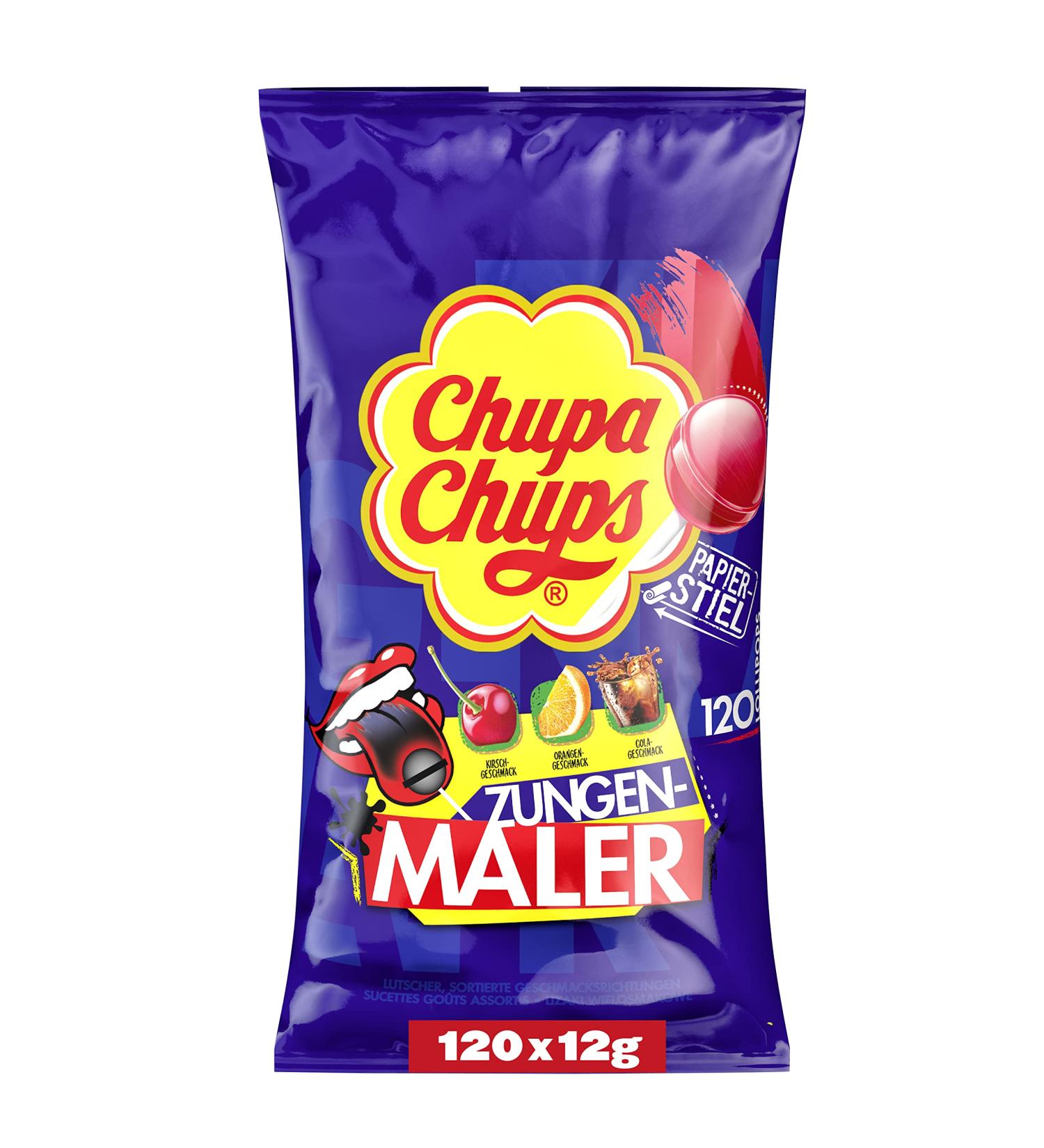Chupa Chups Tongue Painter Lollipops - 120 Count Refill Bag (Cola Cherry & Orange Flavors) | Color Your Tongue with Fun! - Buy Online on GoSupps.com