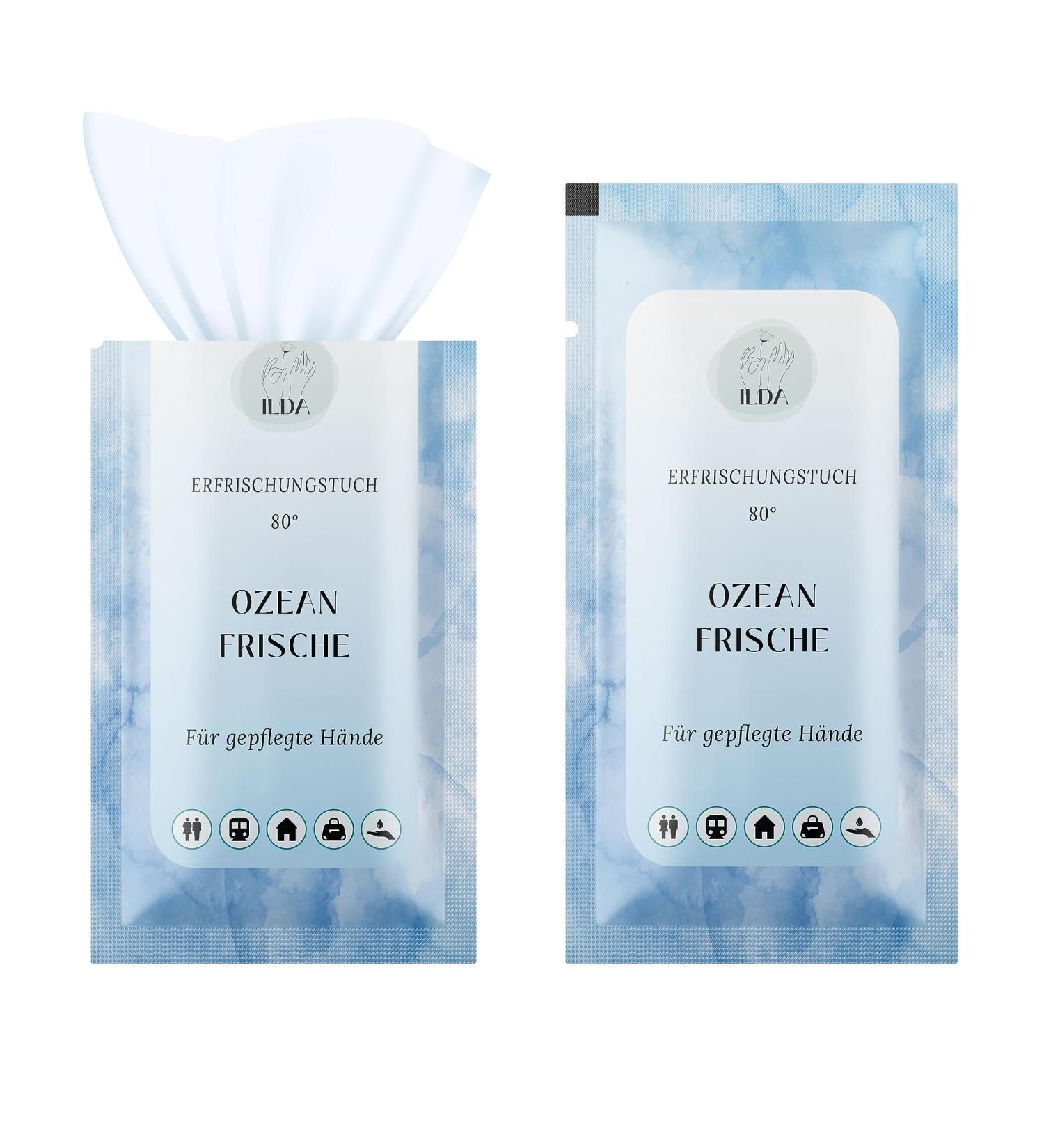 100 Individually Packaged Wet Wipes - Hygienic Travel Towels for Sports Hotels & Catering | OCEAN Direct Manufacturer - Buy Online on GoSupps.com