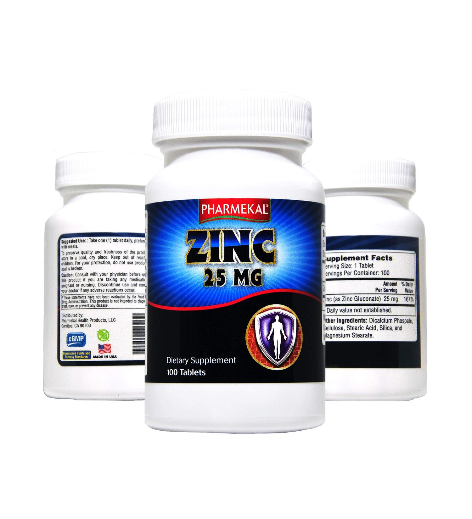 Pharmekal Zinc 25mg - 100 Mini Easy Swallow Tablets | Immune Support & Antioxidant Mineral | Gluten Free - cGMP Compliant - Made in USA - Buy Online on GoSupps.com