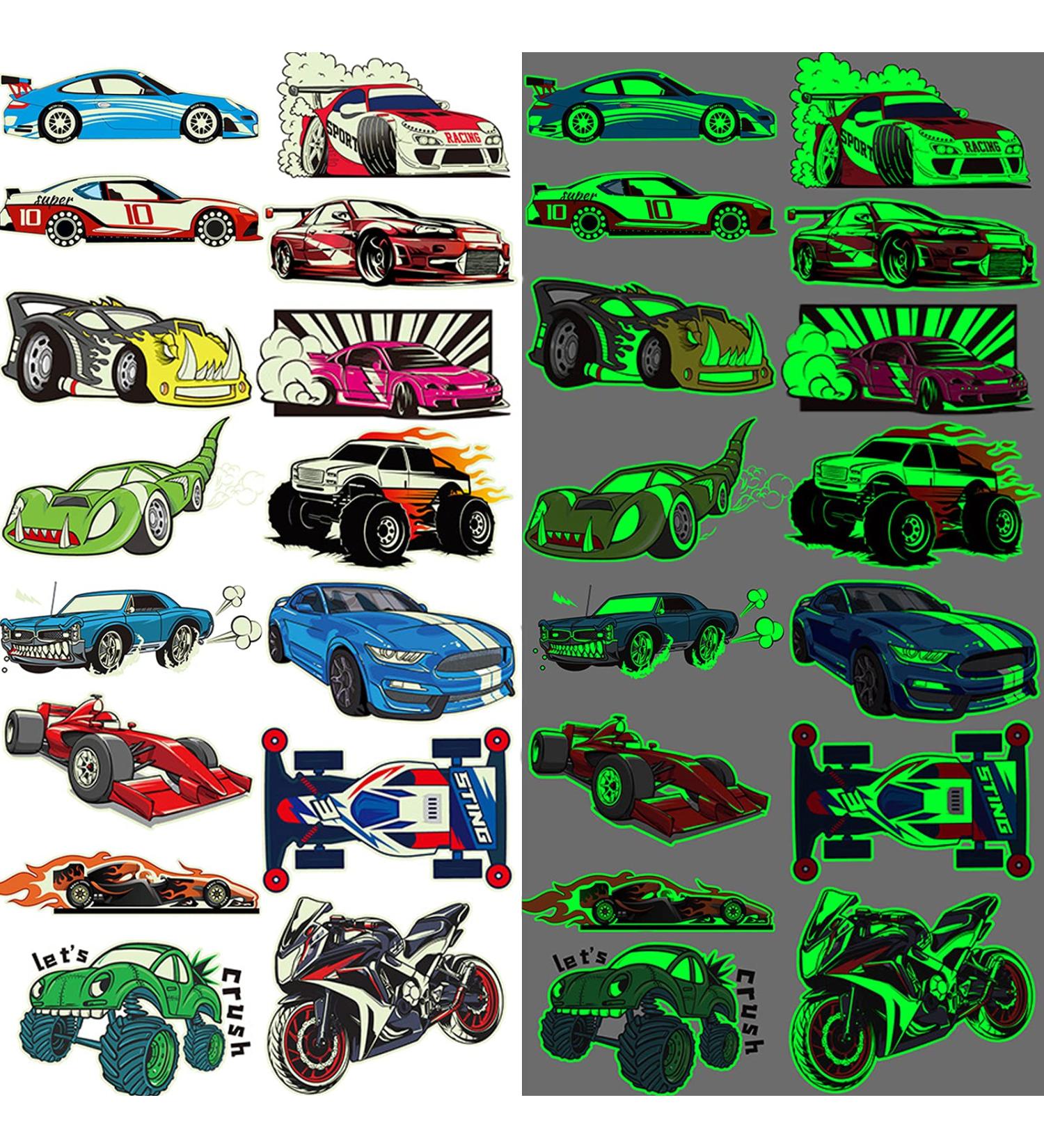 Ooopsiun Luminous Race Car Temporary Tattoos - 12 Glow in The Dark Sheets for Boys, Kids & Men - Buy Online on GoSupps.com