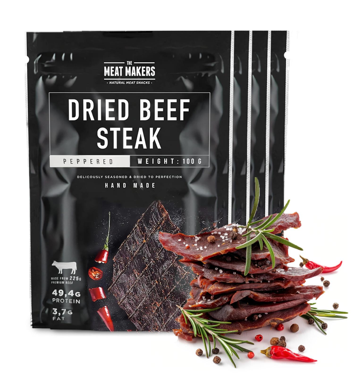 Buy The Meat Makers Peppered Beef Jerky 400g - Protein-Rich Dried Beef Snack for International Shipping - Buy Online on GoSupps.com