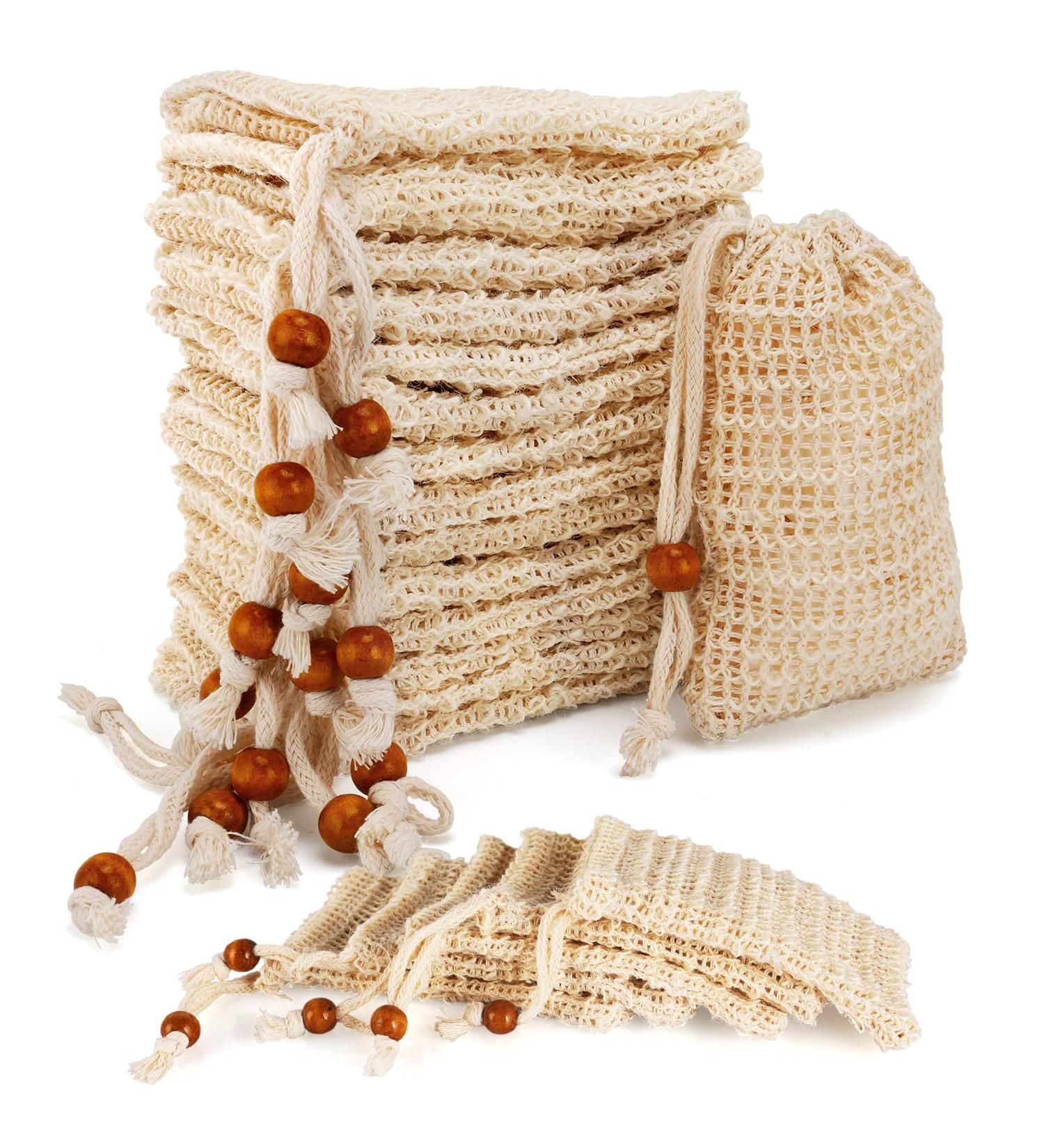 NICEMOVIC 30 Pack Exfoliating Sisal Fiber Soap Bags - Bath & Shower Mesh Pouches for Massaging - Natural Soap Saver with Drawstring - Buy Online on GoSupps.com
