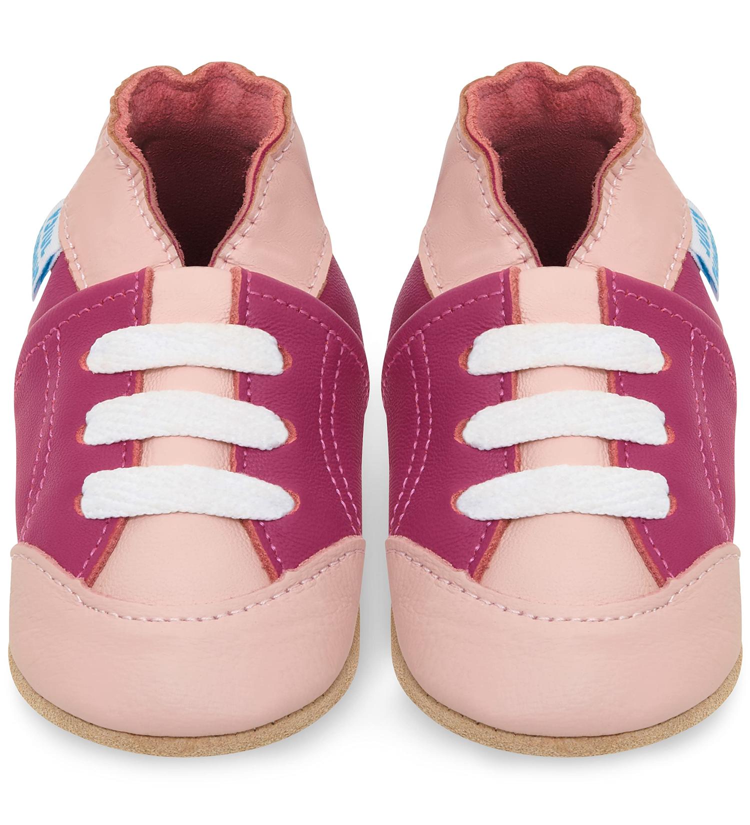 Soft Sole Leather Baby Shoes for 12-18 Months - Pink Sneakers for Baby Girls and Boys - Buy Online on GoSupps.com