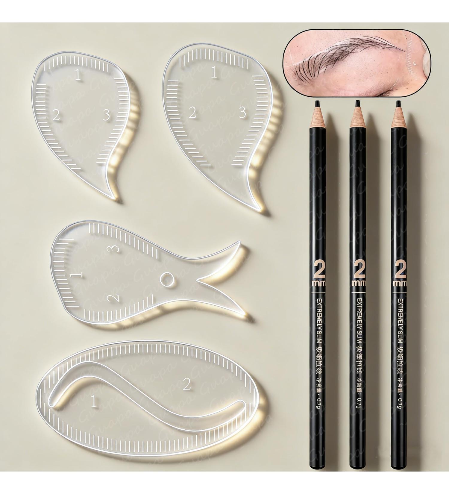 Hairstroke Brow Mapping Ruler Gabarit R utilisable en Acrylique pour Sourcils & Eyeliner Guide de Dessin Rapide 1 Minute pour une Forme d Arche Pr cise et un Design de Sourcils Soign (Kit-2) - Buy Online on GoSupps.com