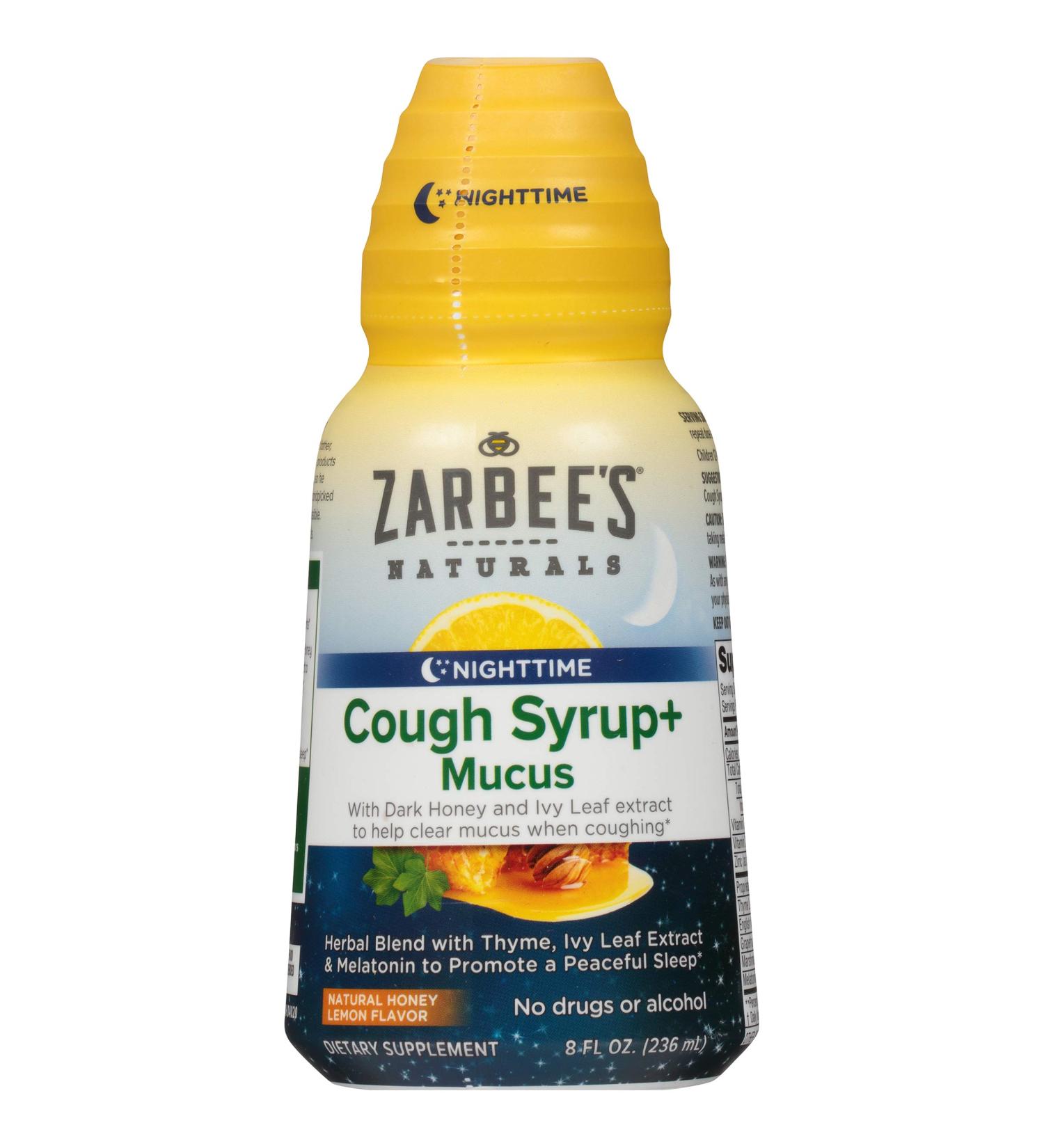 Zarbee's Nighttime Cough Syrup with Honey Lemon - Natural Relief for Cough & Mucus (8 fl oz) - Buy Online on GoSupps.com