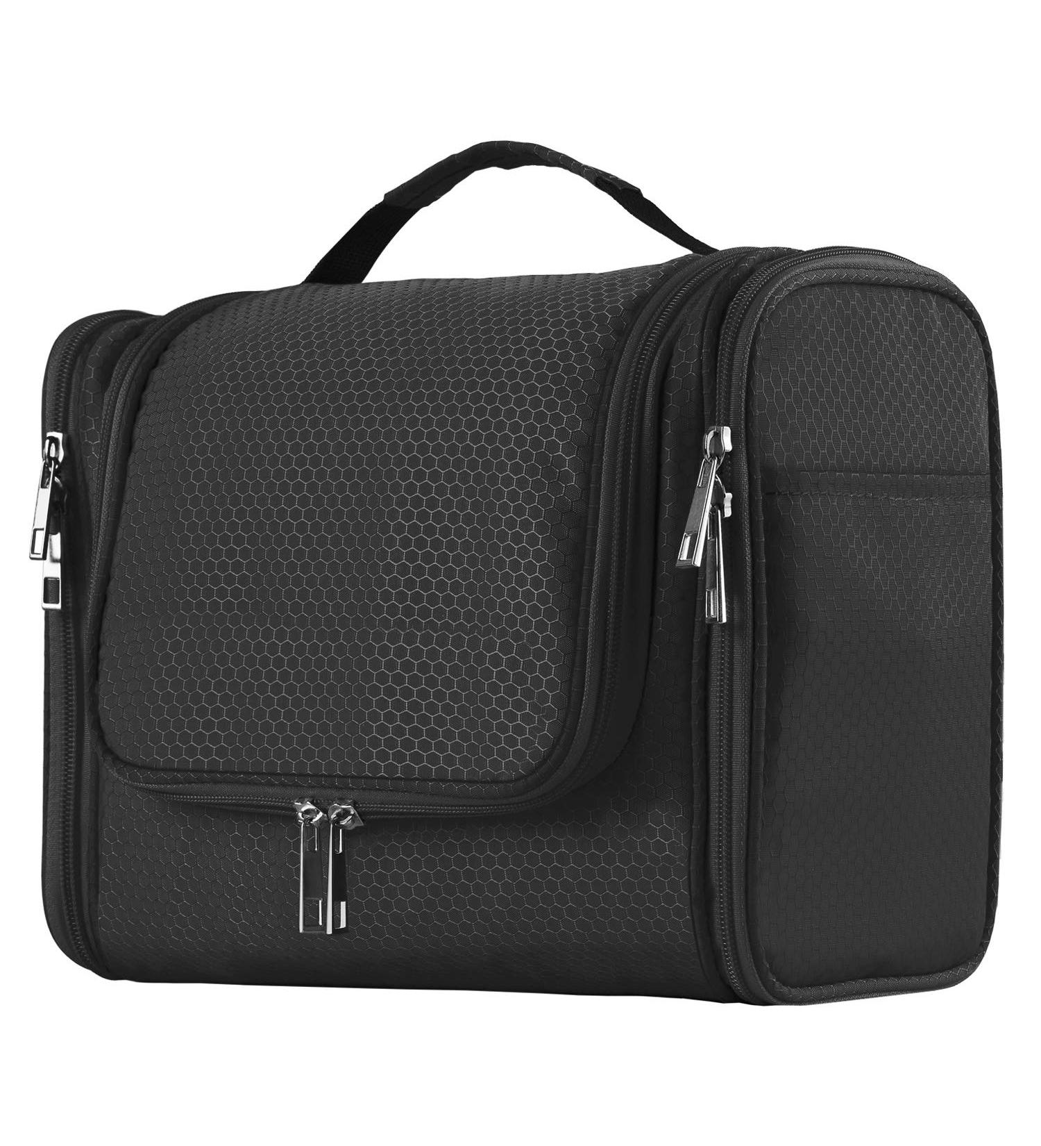 Extra Large Hanging Toiletry Bag for Men & Women - Waterproof Shower Bag with Metal Hook - Dopp Kit/Shaving Bag - Makeup Organizer (Black) - Buy Online on GoSupps.com