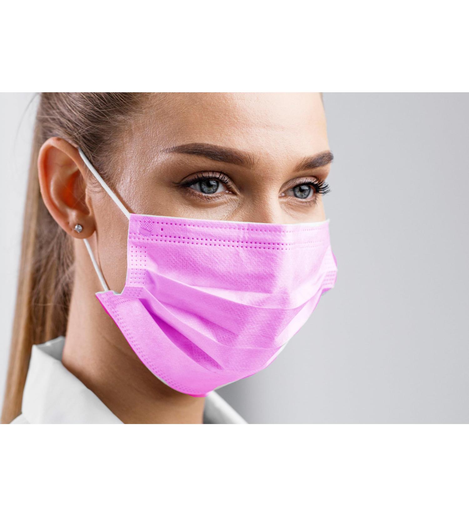 CarePrime Type IIR Medical Face Mask - Surgical Face Mask (50 Pack) | BFE 98% | EN14683:2019 | CE Certified | Pink - Buy Online on GoSupps.com
