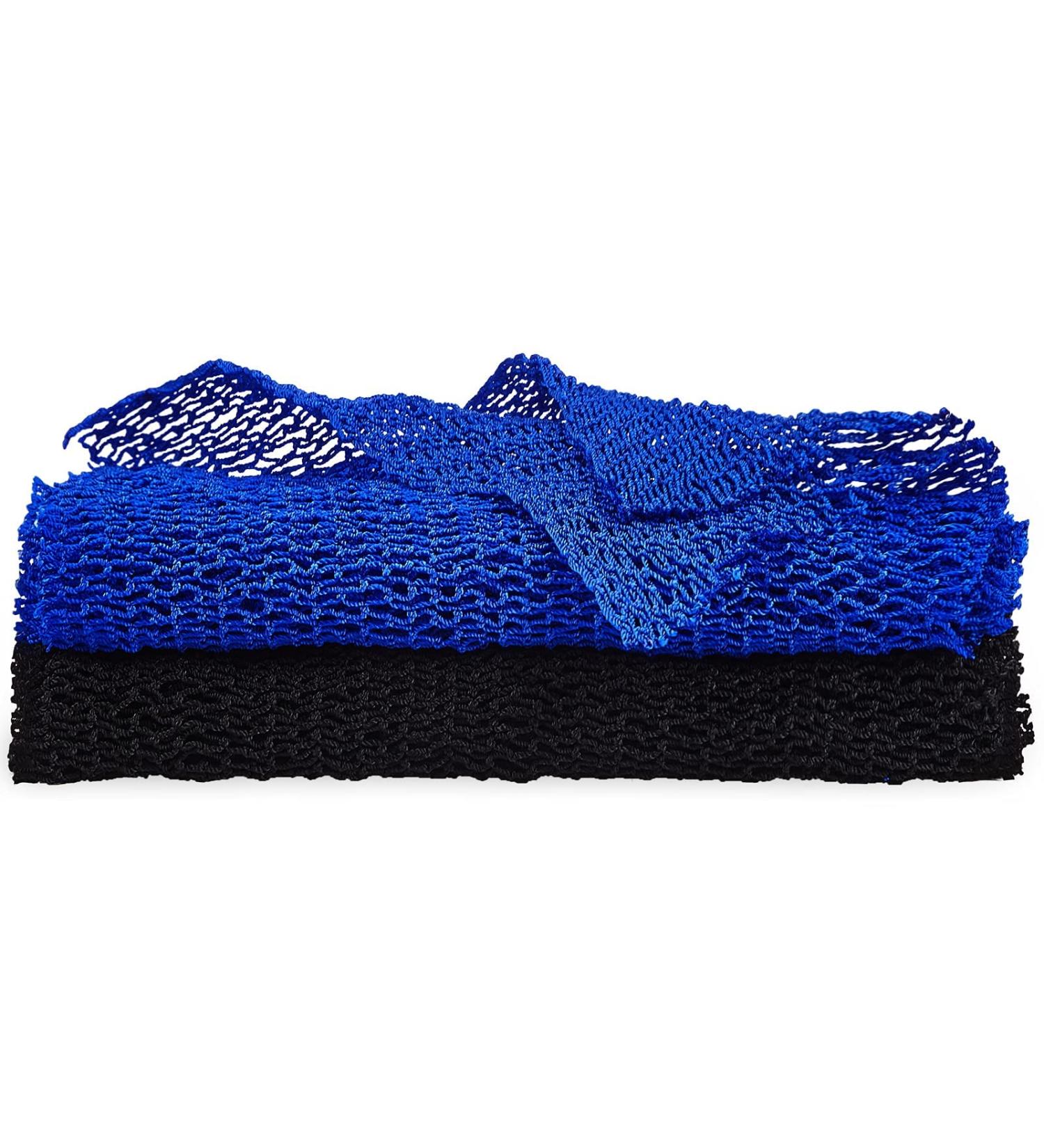 2 Piece African Body Peeling Sponge Set - Blue & Black - Exfoliating Bath & Shower Cloth for Smooth Skin | International Shipping - Buy Online on GoSupps.com