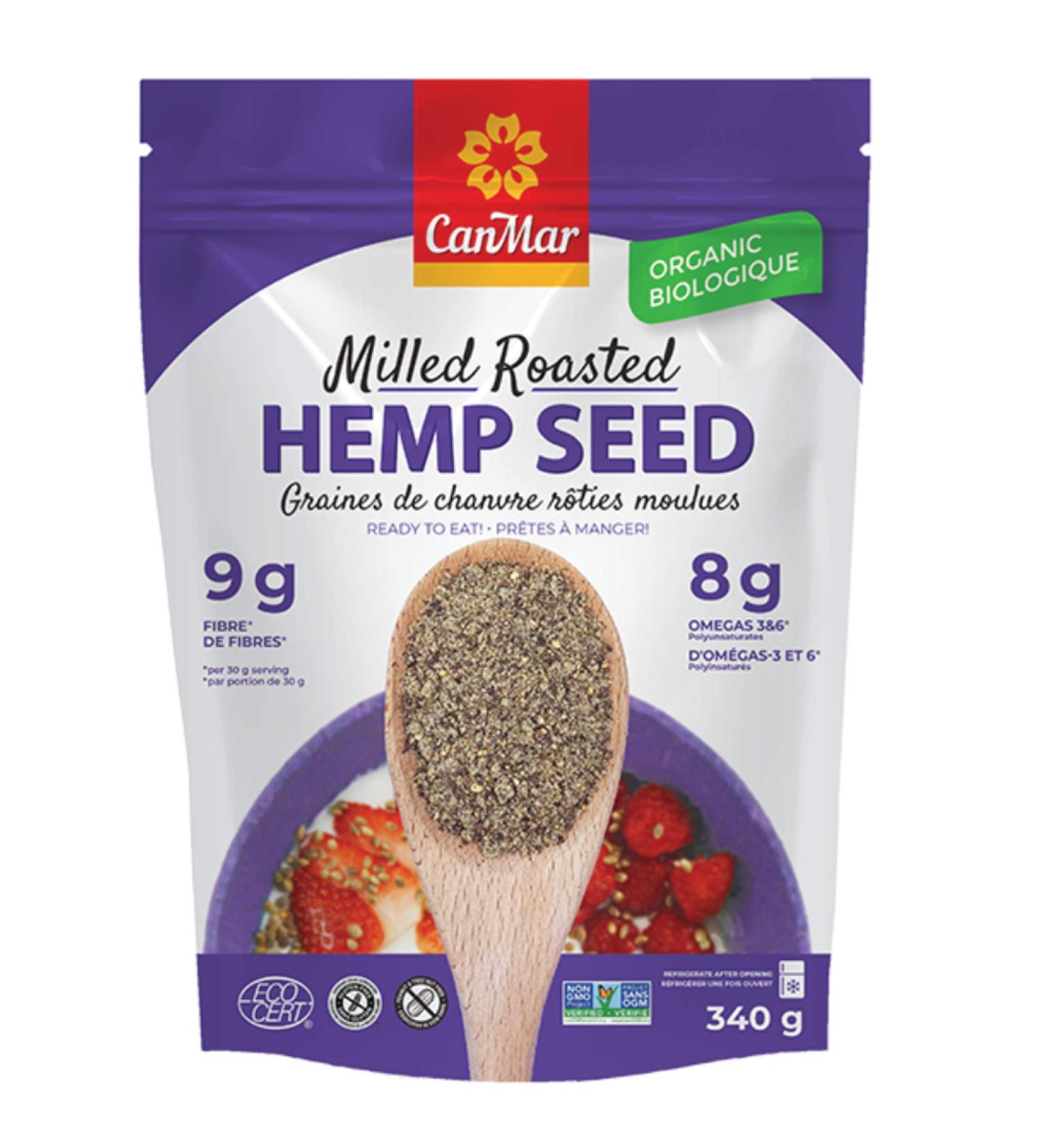 CanMar Organic Hemp Seeds (12oz) - Milled & Roasted | Plant-Based Protein | Omega-3, Omega-6, GLA | Fiber-Rich & Gluten-Free - Buy Online on GoSupps.com
