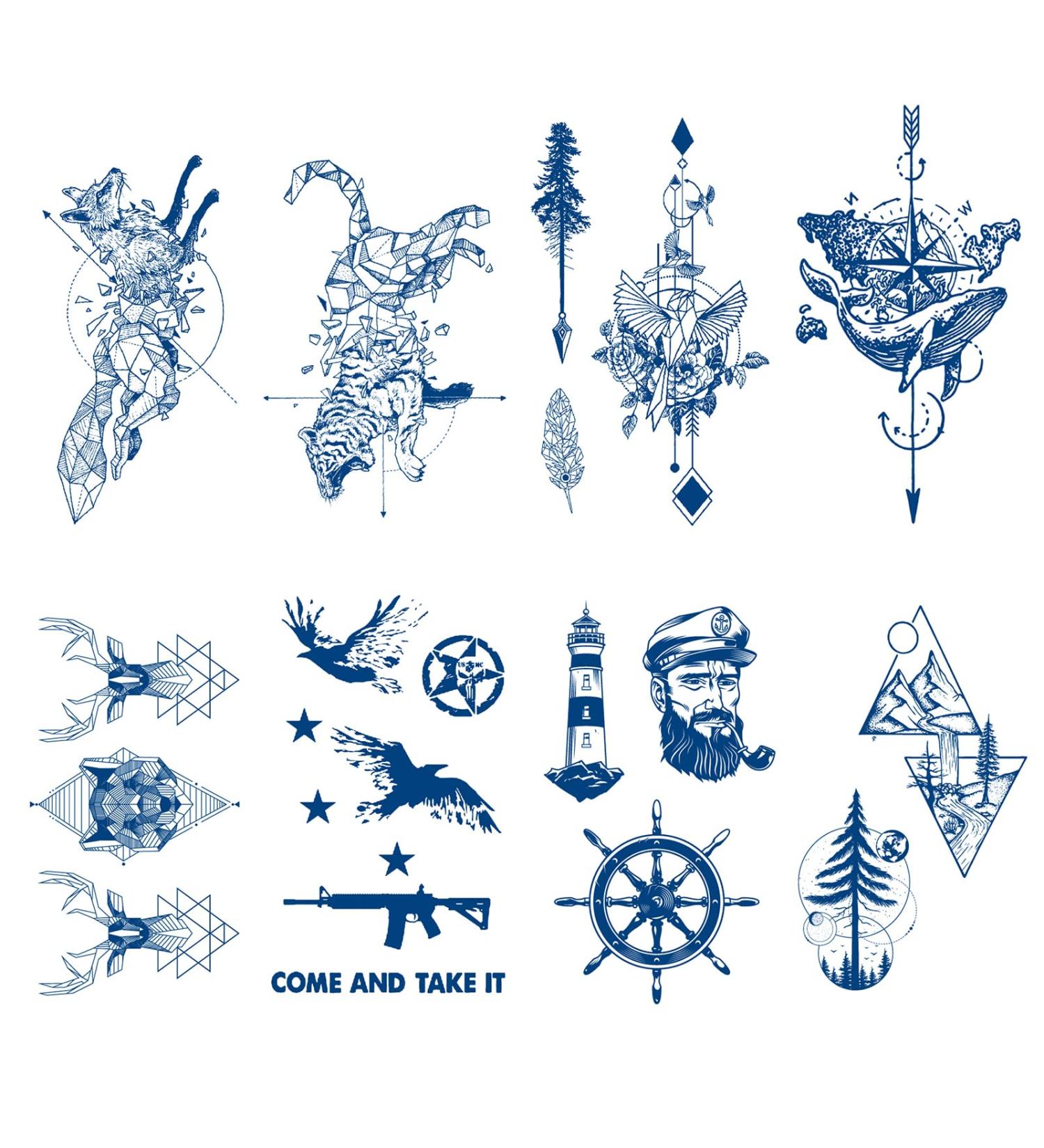 Semi Permanent 2 Weeks Arrow Mountain Temporary Tattoo for Men and Women - Waterproof Realistic Sticker - 8 Sheets - Adult Pattern 11 - Buy Online on GoSupps.com
