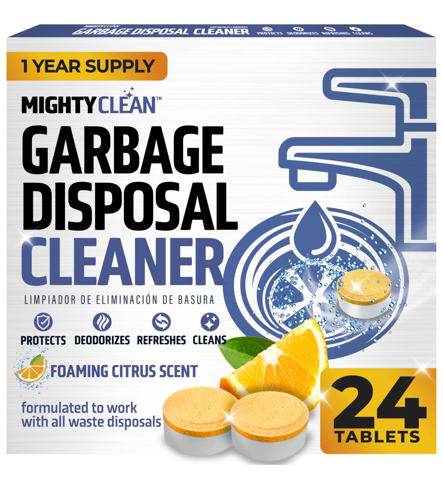 Garbage Disposal Cleaner & Deodorizer Tablets - 24 Pack | Septic Safe Foaming Lemon Scent | 1 Year Supply Kitchen Sink Odor Remover - Buy Online on GoSupps.com
