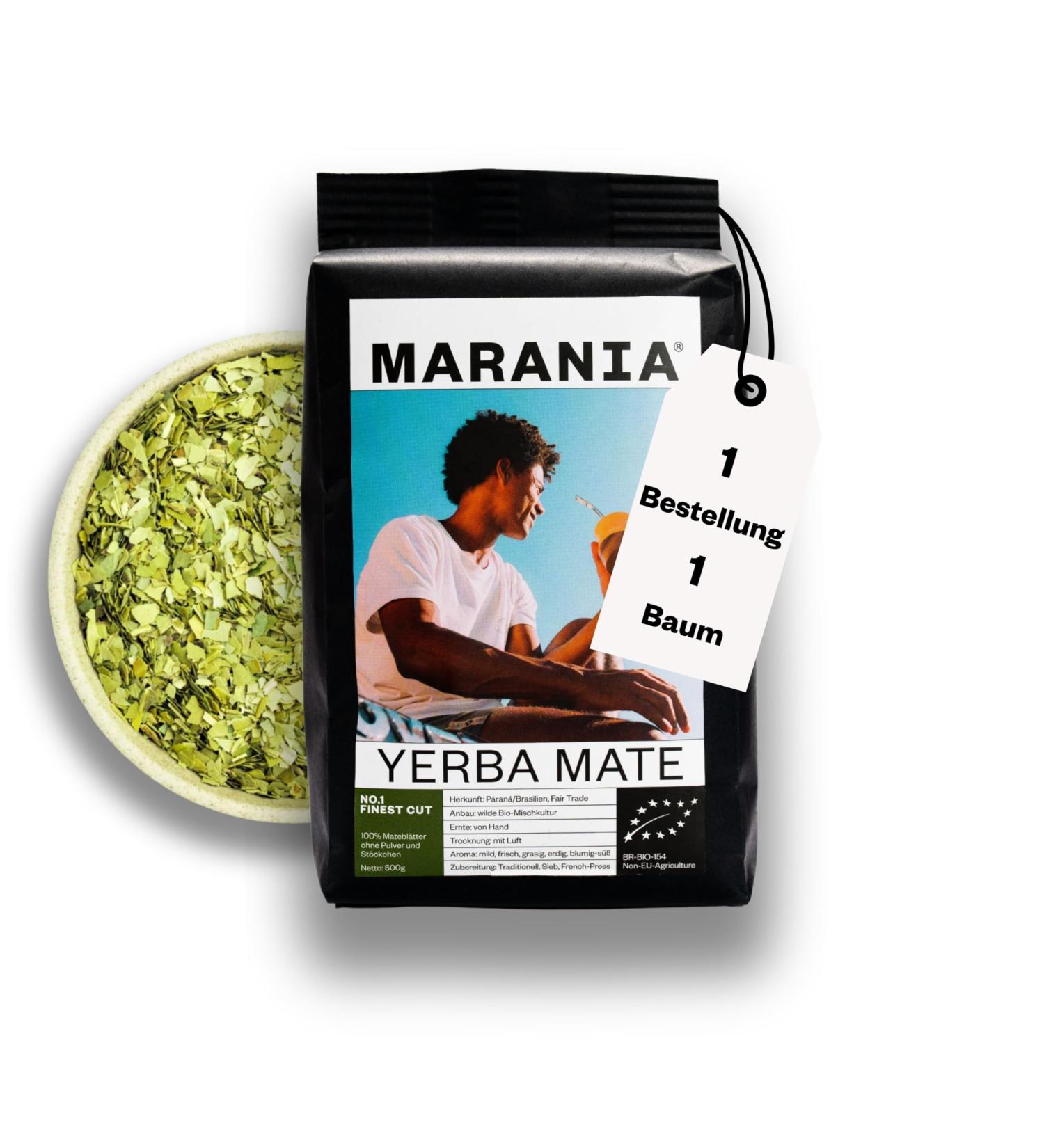 Marania Yerba Mate Tea Bio No.1 - Finest Cut 500g - 100% Organic Mate Leaves - Best Comparison Winner 2020/21/22 - Premium Mate Tea for International Shipping - Buy Online on GoSupps.com