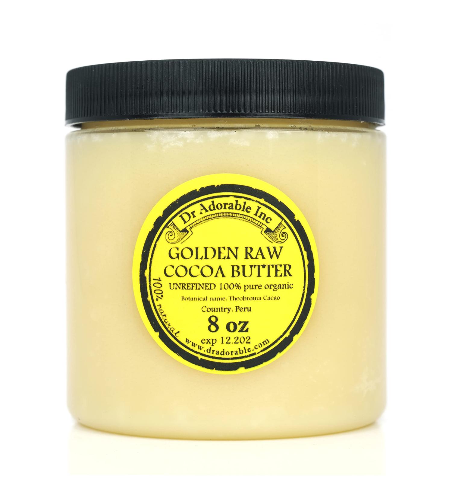 Dr Adorable - 8 oz - Golden Cocoa Butter - Unrefined Pure Natural Organic Raw Prime Pressed 8 Ounce (Pack of 1) - Buy Online on GoSupps.com