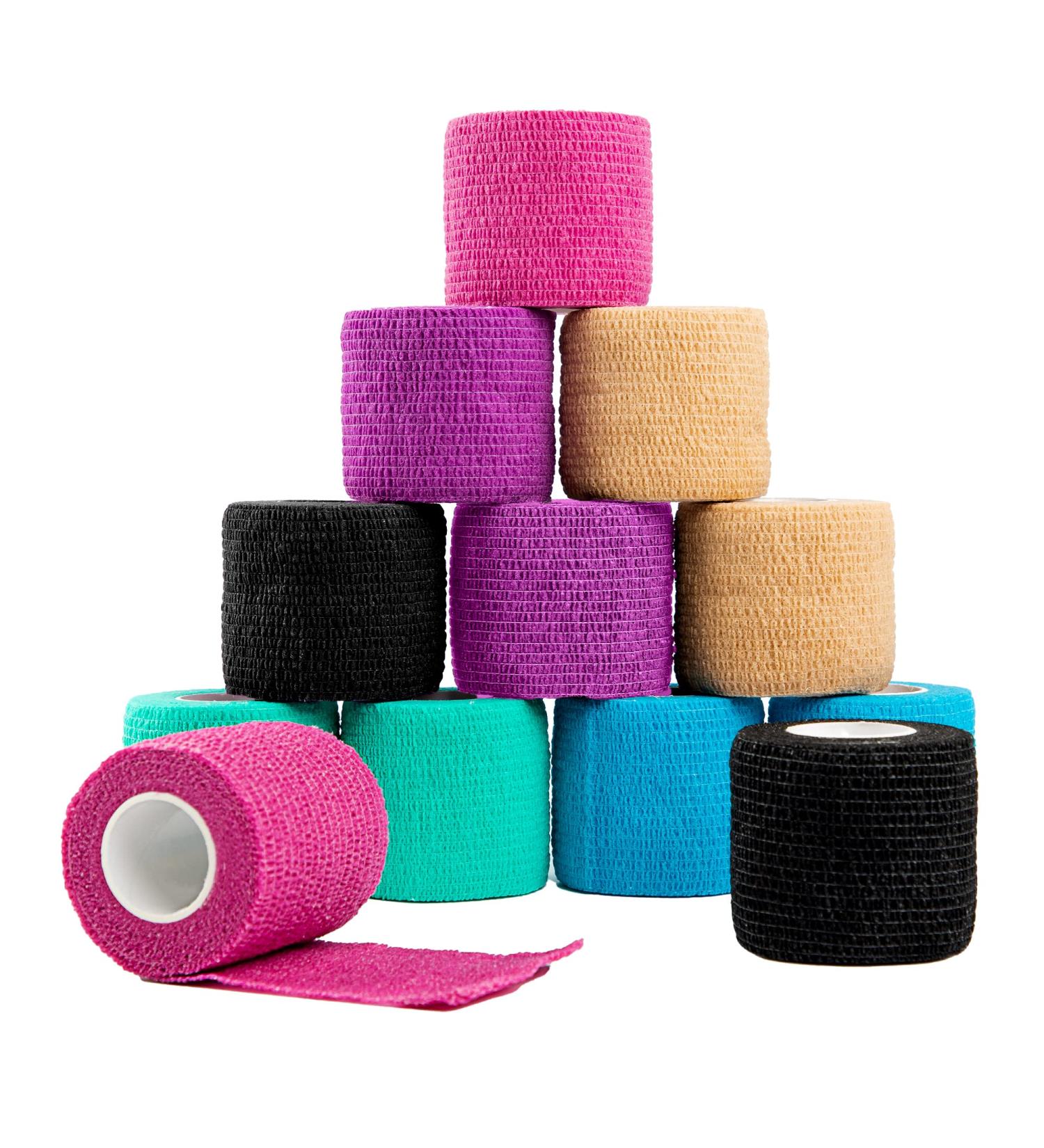 Zusan Vet Wrap 5cm 4.5m Pack of 12 Cohesive Bandages for Pets | Self-Adhesive Tape for Human Wrist and Ankle Sprain Assorted Colors - Buy Online on GoSupps.com