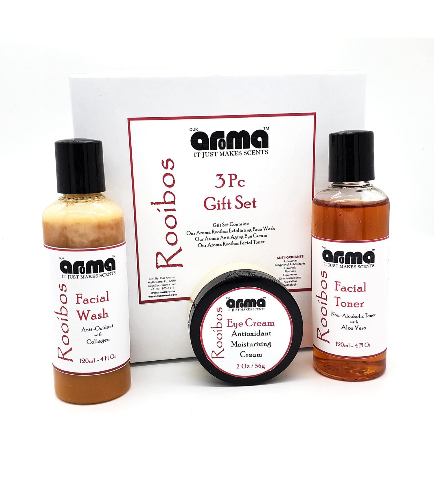 Rooibos Skincare Collection | Natural Glow Gift Set - Facial Wash Toner & Eye Cream - Buy Online on GoSupps.com