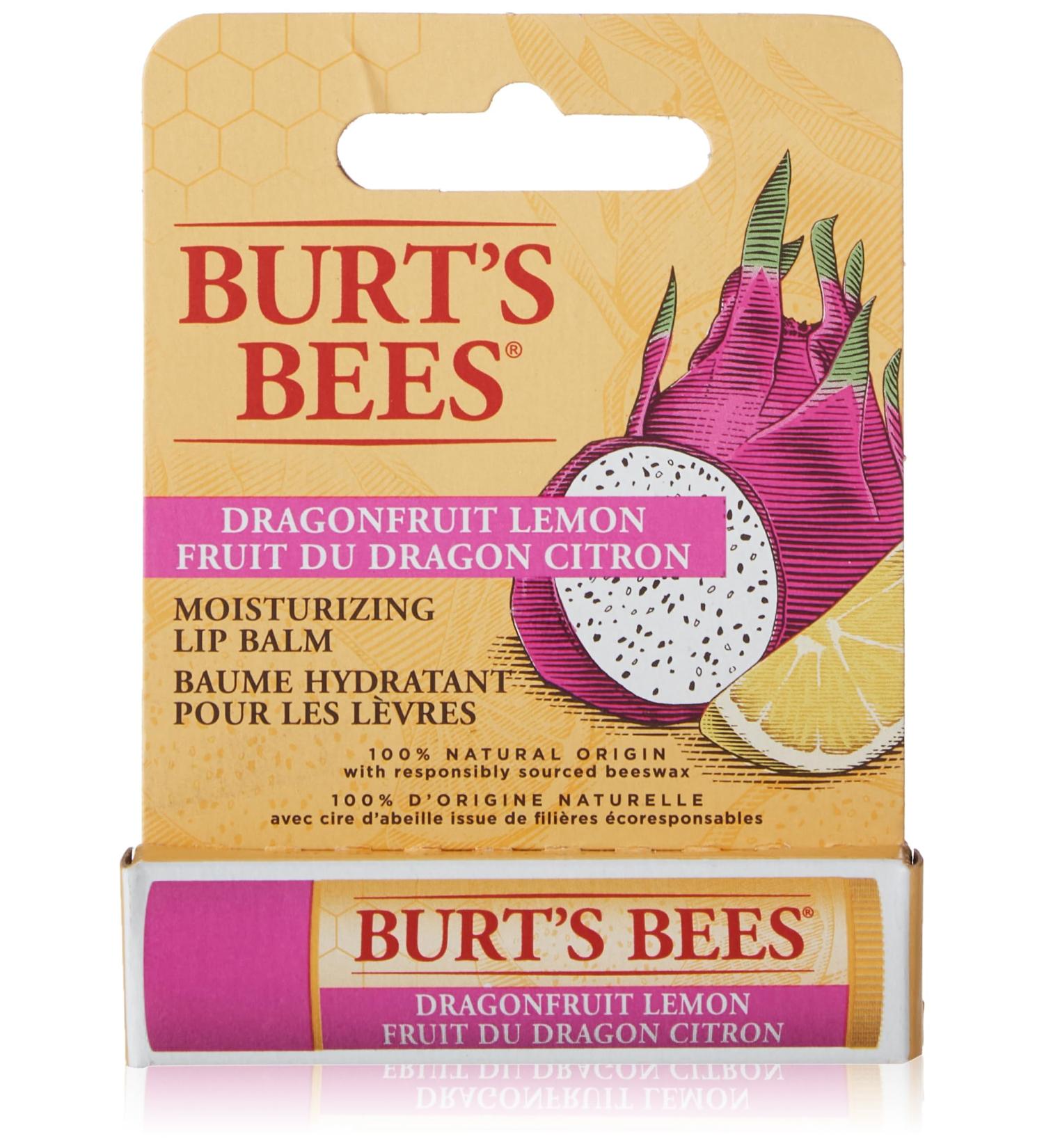 Burt's Bees 100% Natural Origin Moisturizing Lip Balm Dragonfruit Lemon with Beeswax & Fruit Extracts Blister - Buy Online on GoSupps.com