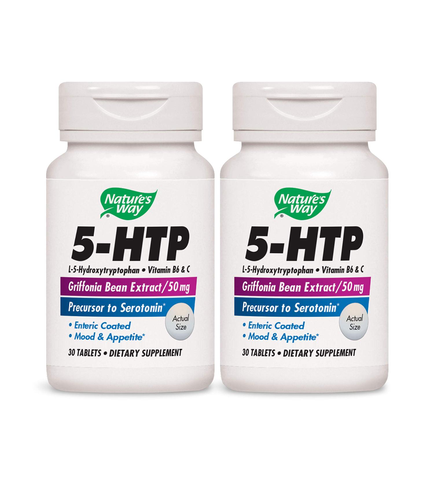 Nature's Way 5-HTP L-5-Hydroxytryptophan Vitamin B6 + Vitamin C + Griffonia Bean Extract 30 Count (2 Pack) 60 Count (Pack of 1)