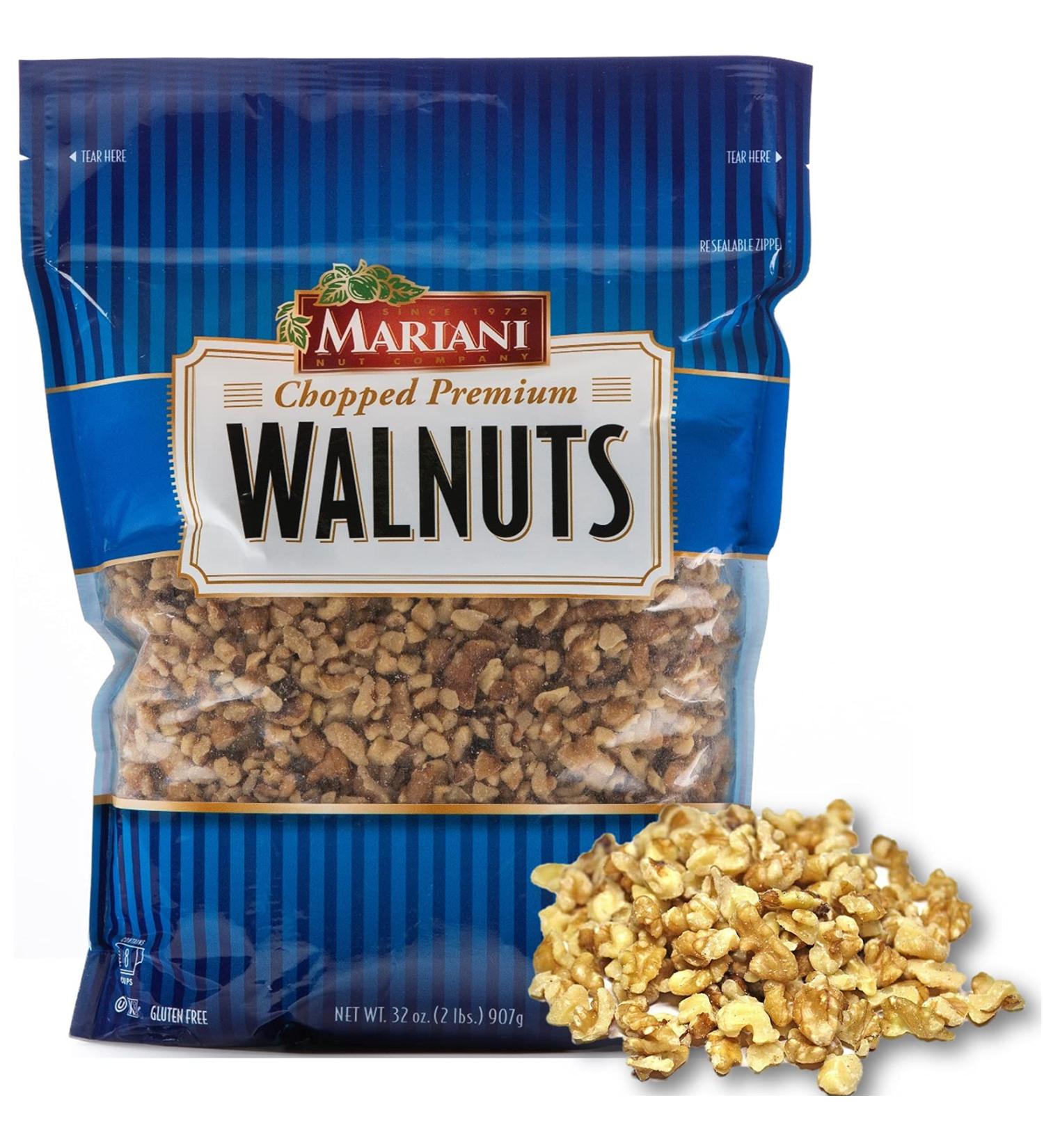 Mariani Nut Chopped Premium California Walnuts - Gluten Free, Kosher Certified Stand Up Bag - Buy Online on GoSupps.com