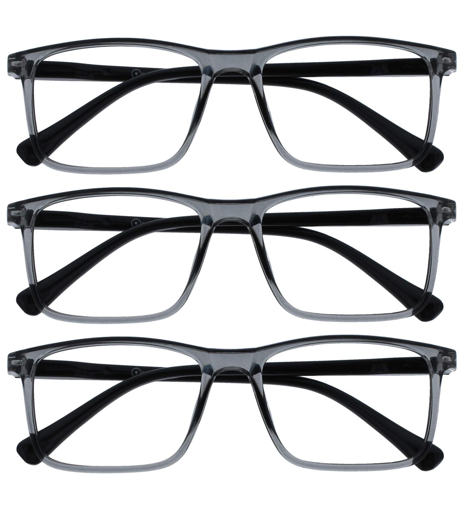 Opulize Ink Long-Distance Glasses - Scratch-Resistant Gray Rectangular Frame for Men | 3-Way Short-Sightedness Large Size Spring Hinges - Dioptria -1.50 - Buy Online on GoSupps.com