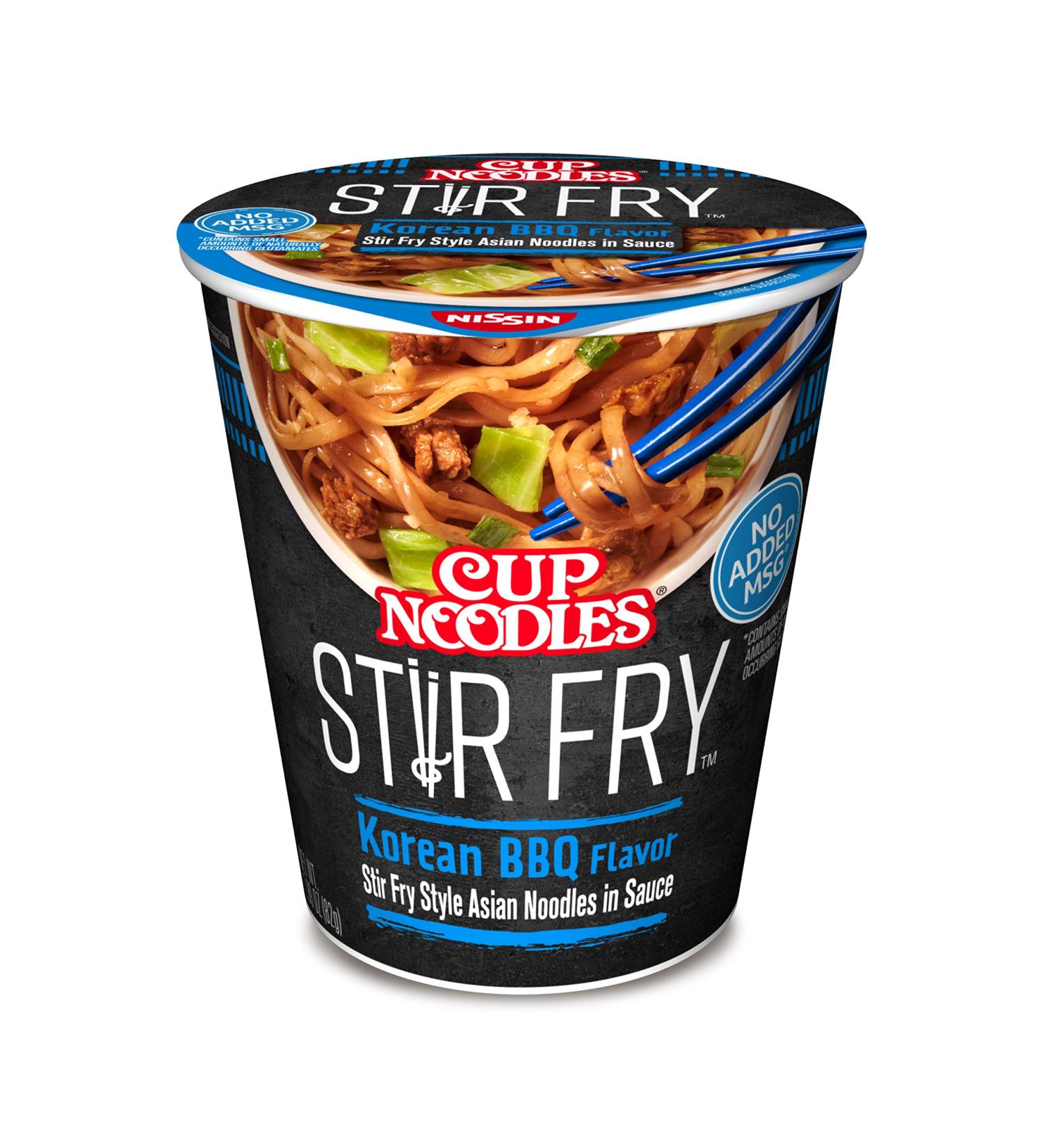 Nissin Cup Noodles Stir Fry Korean BBQ Sauce 2.89oz (Pack of 6) - Fast & Flavorful Meal Option - Buy Online on GoSupps.com