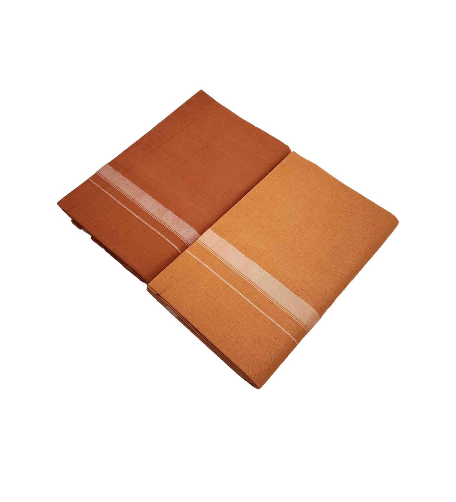 Mylooms Men's Kuthampully Cotton Dhoti | Pure Cotton Kavi Mundu - 2 Meters End Stitched Style 2 - Shop Now - Buy Online on GoSupps.com
