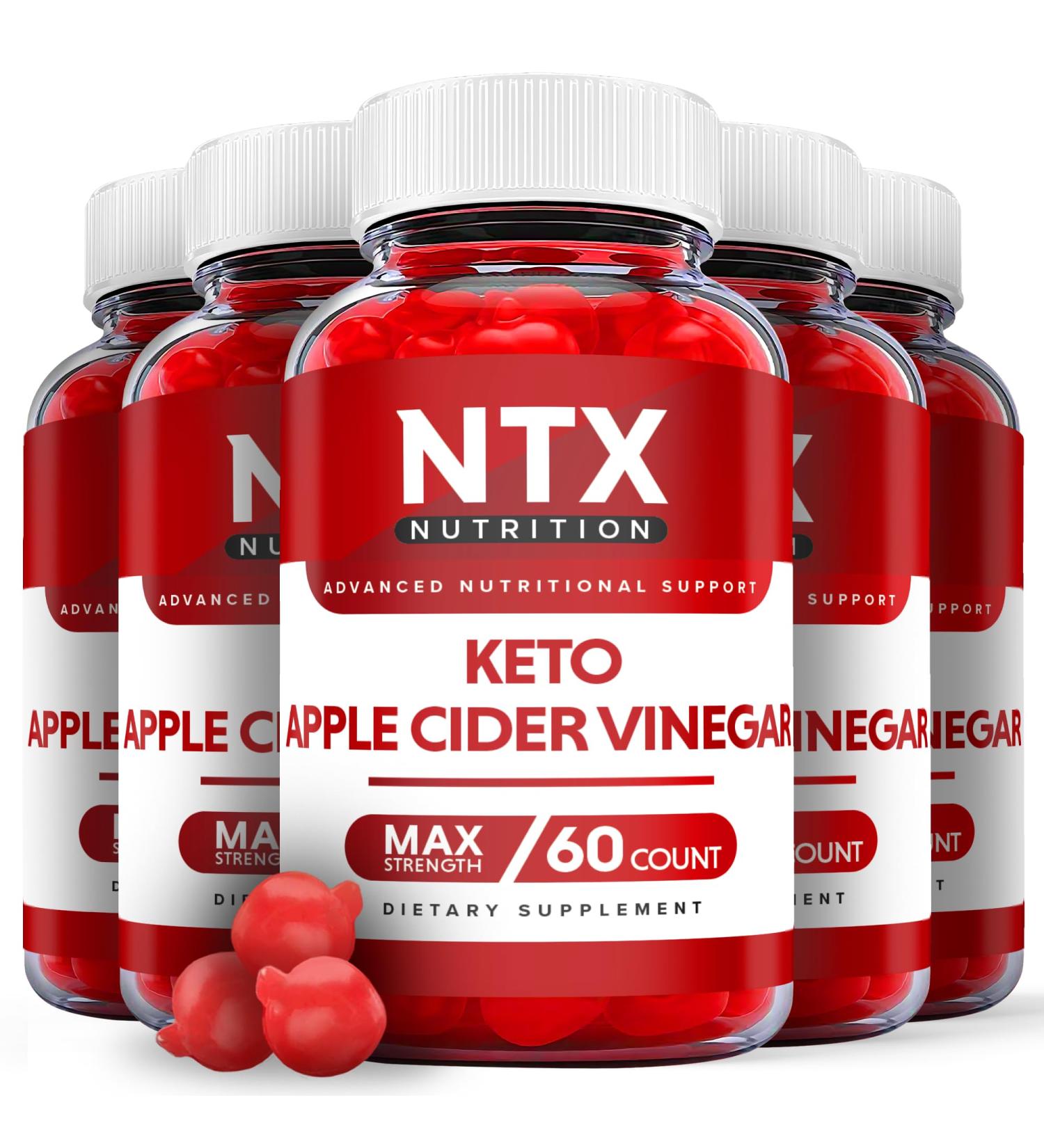 NTX Keto Gummies with Apple Cider Vinegar and Vitamin B12 - 5 Pack | Advanced Formula for Weight Loss | Shark Tank Approved | 300 Gummies - Buy Online on GoSupps.com