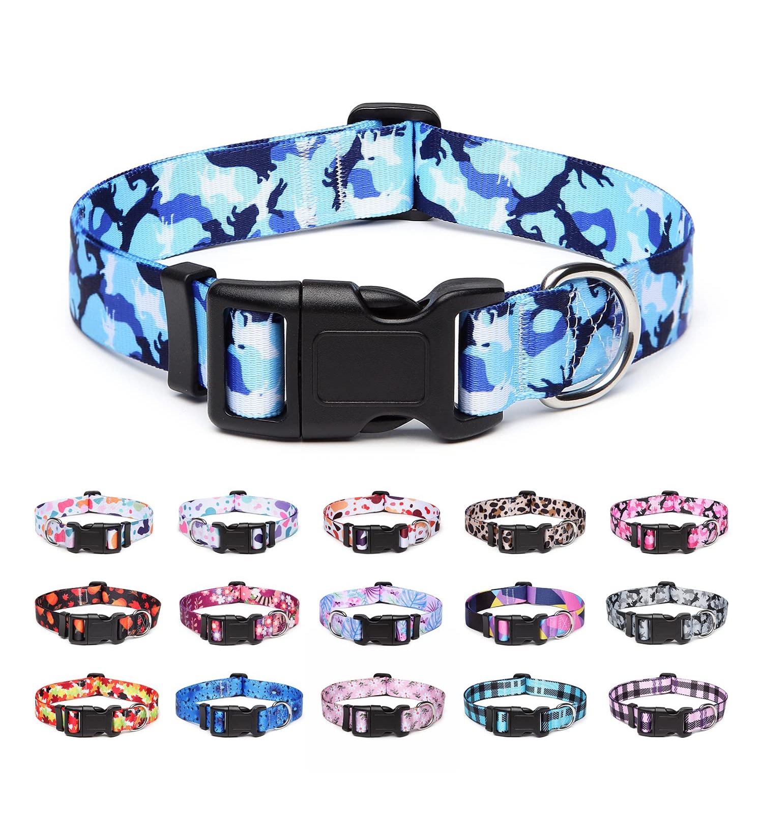 Adjustable Soft Nylon Dog Collar for Small to Large Dogs - Suredoo Camo Blue (M 33-55 cm) - Buy Online on GoSupps.com
