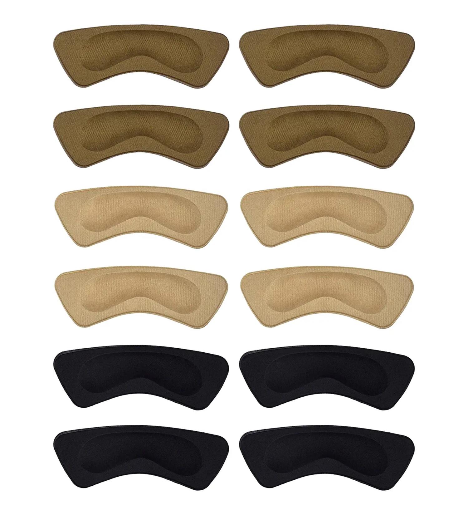 6 Pairs Heel Cushion Pads - Self-Adhesive Shoe Grips for Foot Care - Multicolor (Brown, Khaki, Black) - Buy Online on GoSupps.com