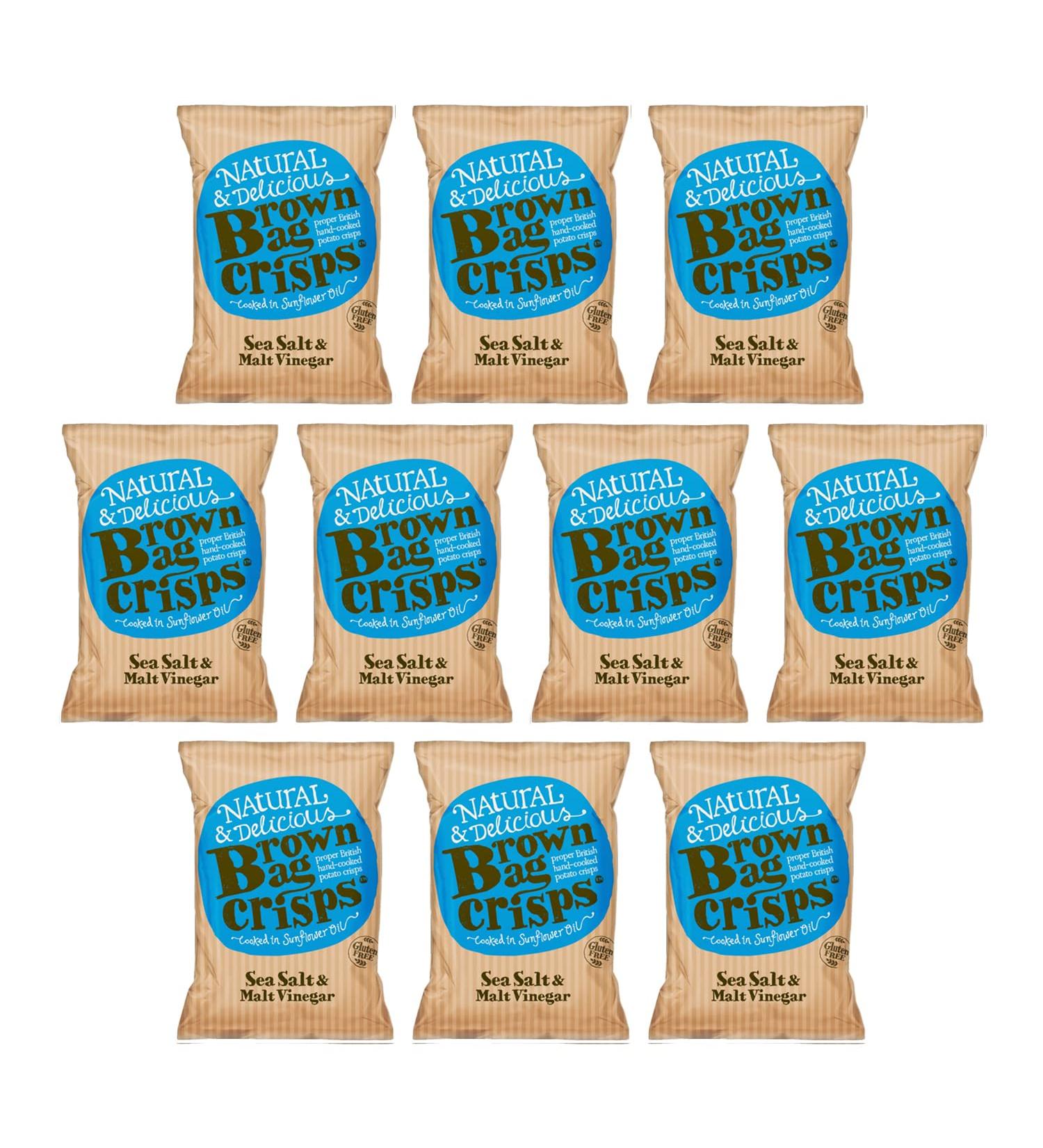 Brown Bag Crisps Sea Salt & Malt Vinegar 150g (Pack of 10)