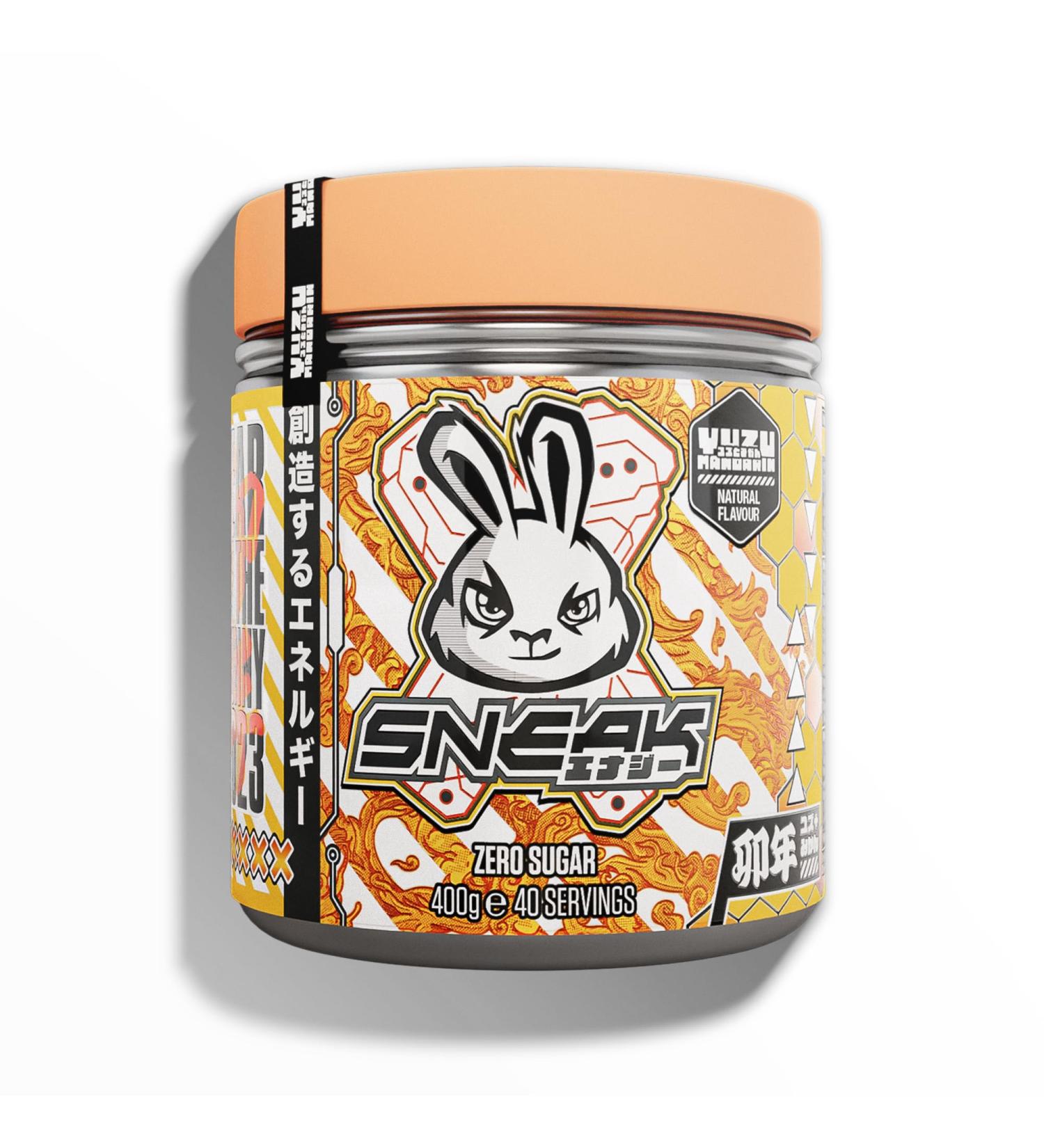 SNEAK Yuzu & Mandarin In-Game Focus Boost Energy Drink | Zero Sugar, Low-Calorie, Vegan | 40 Servings - 400g - Buy Online on GoSupps.com